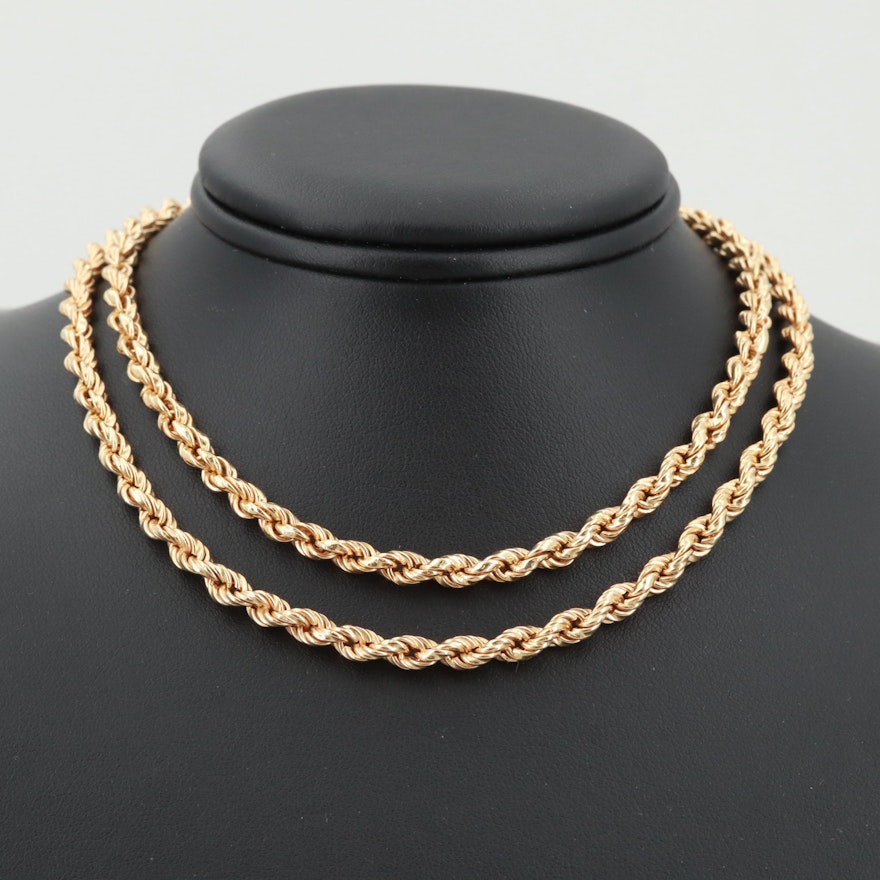 18K Yellow Gold Rope Chain Necklace