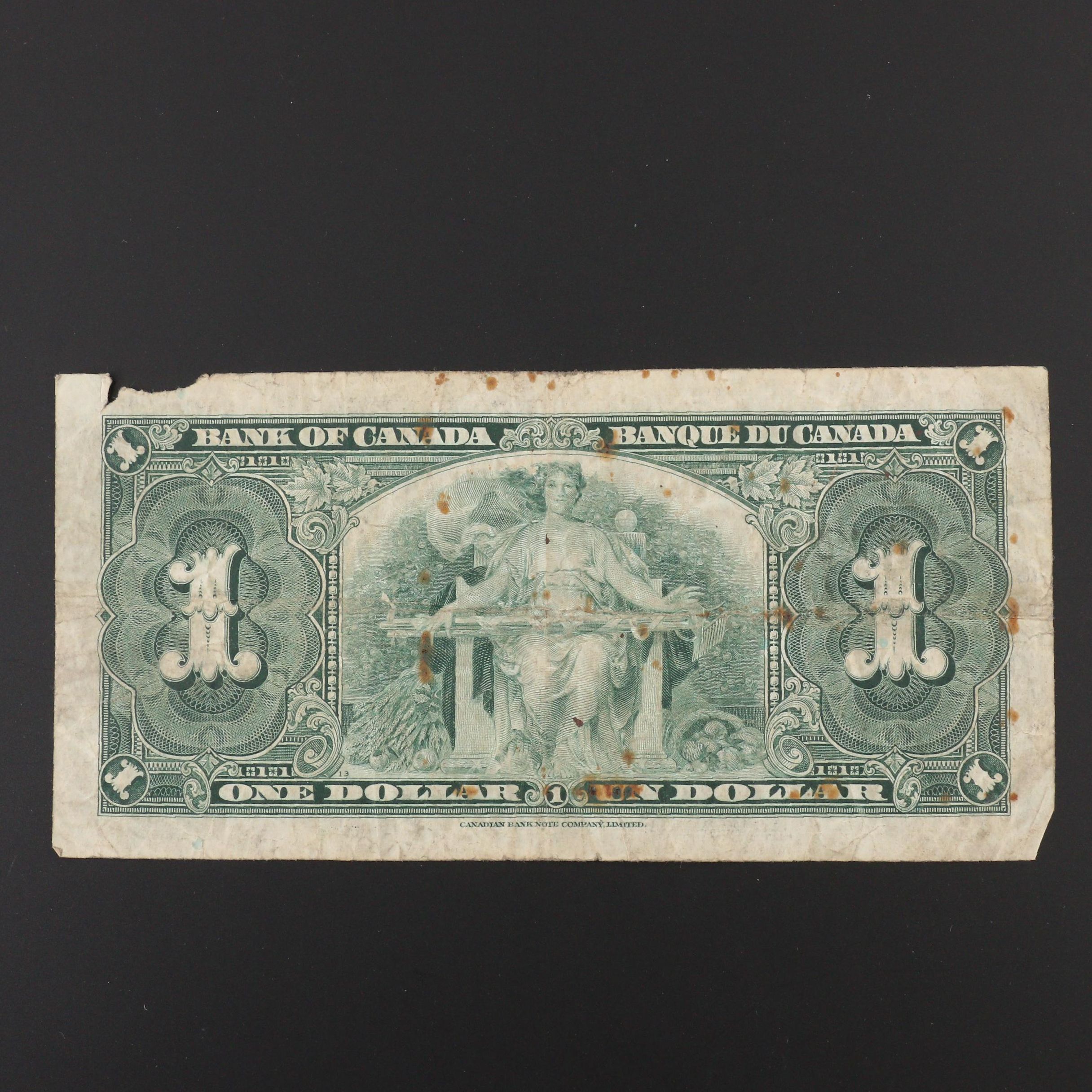 1937 Canada $1 Banknote