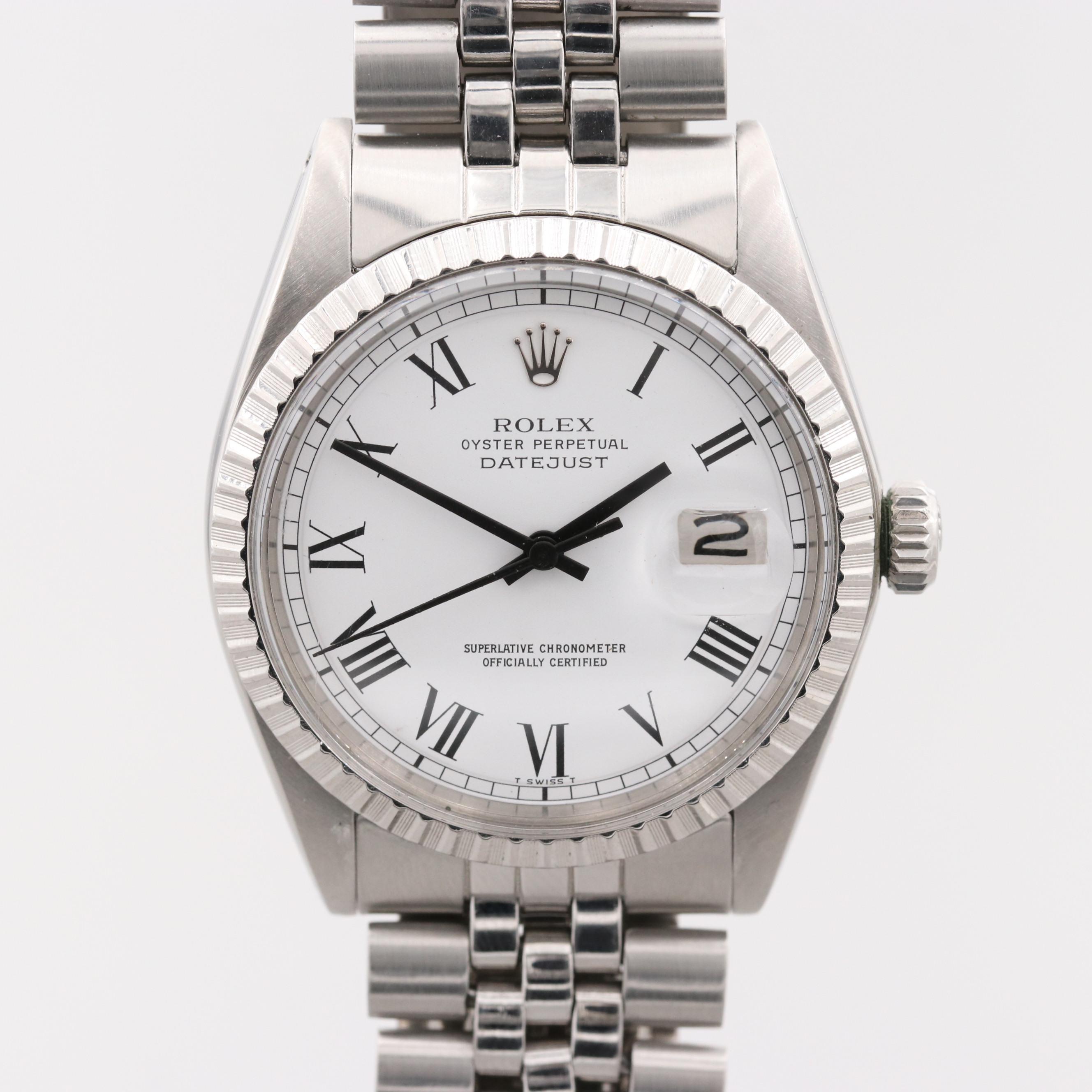 Vintage Rolex Datejust Buckley Dial Stainless Steel Automatic Watch, 1975