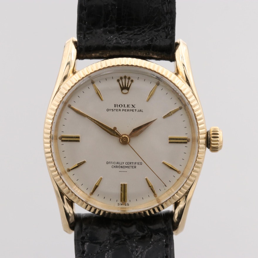 Rolex Oyster Perpetual "Bombay" 14K Yellow Gold Wristwatch