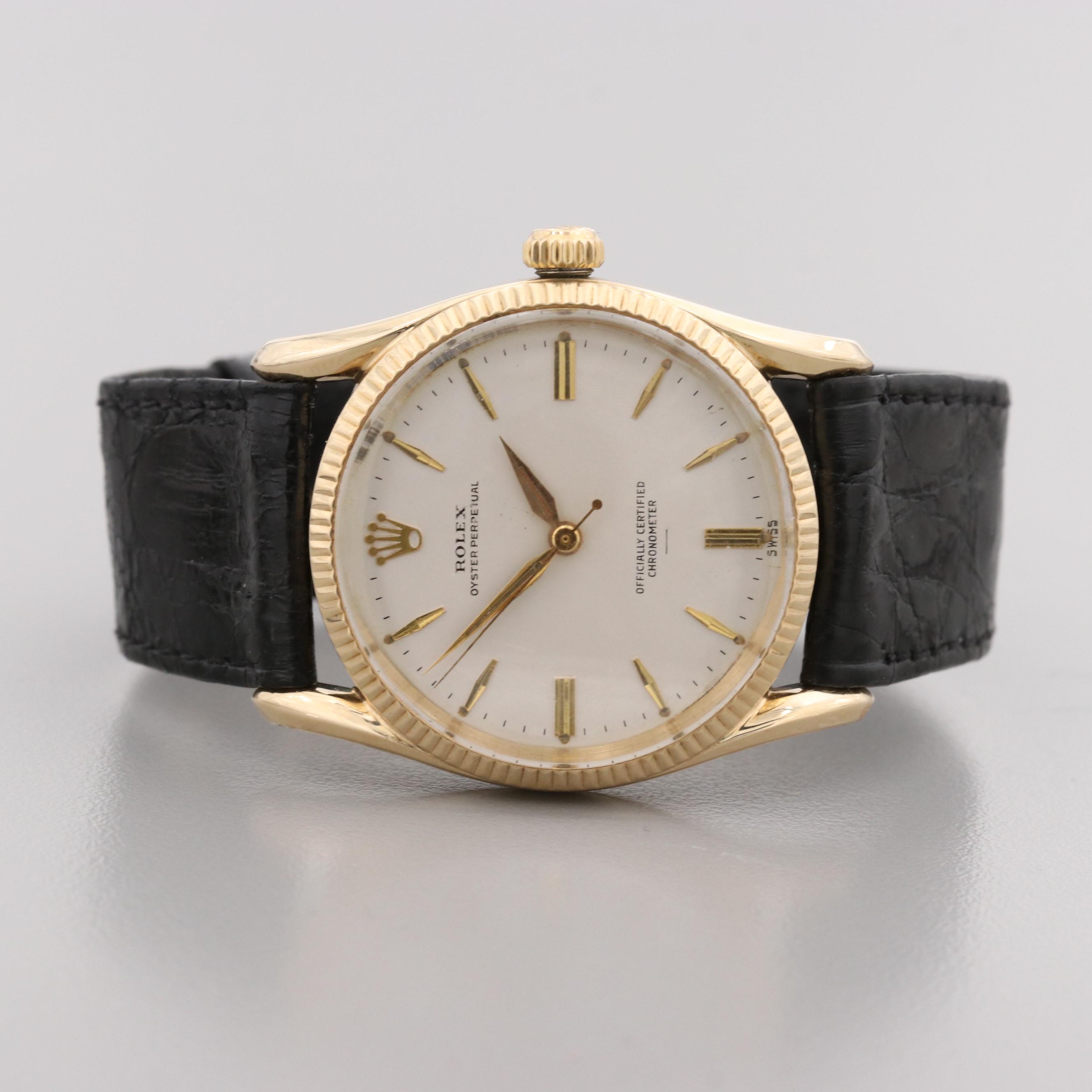 Rolex Oyster Perpetual "Bombay" 14K Yellow Gold Watch