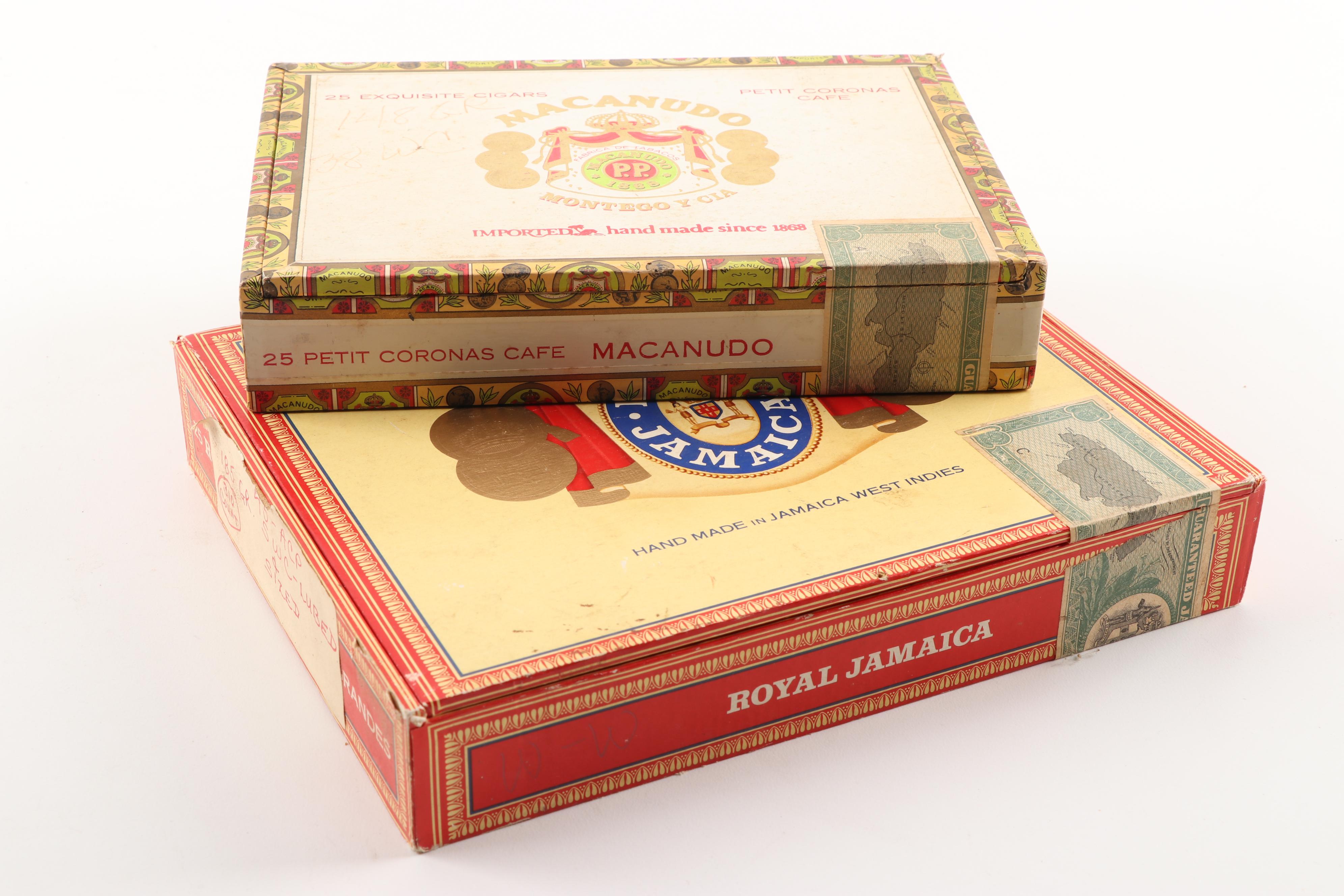 Wooden Cigar Boxes including Royal Jamaica and El Toro