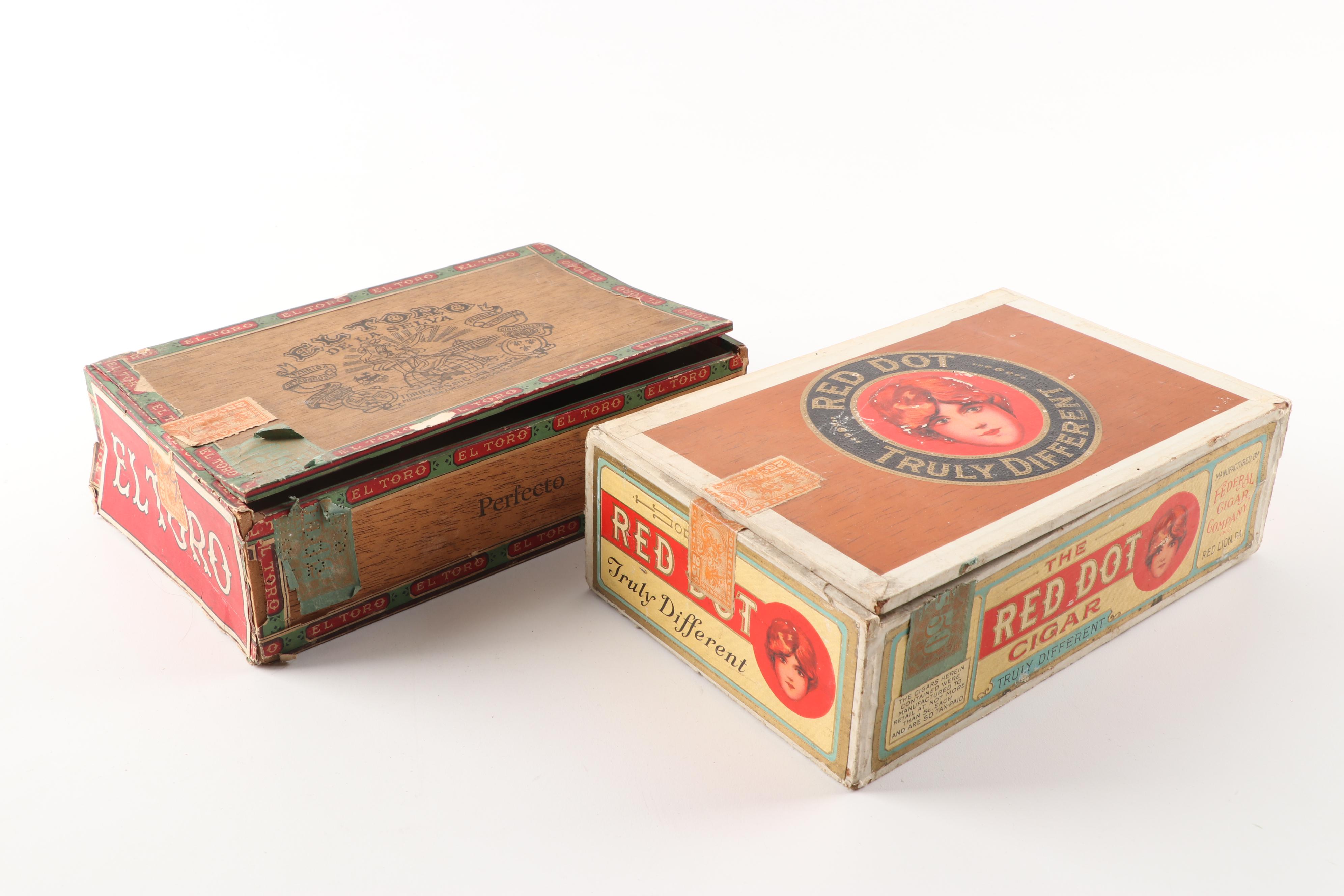 Wooden Cigar Boxes including Royal Jamaica and El Toro