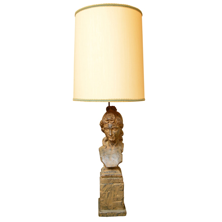 Chapman Mfg. Co. Carved Wood Figural Table Lamp