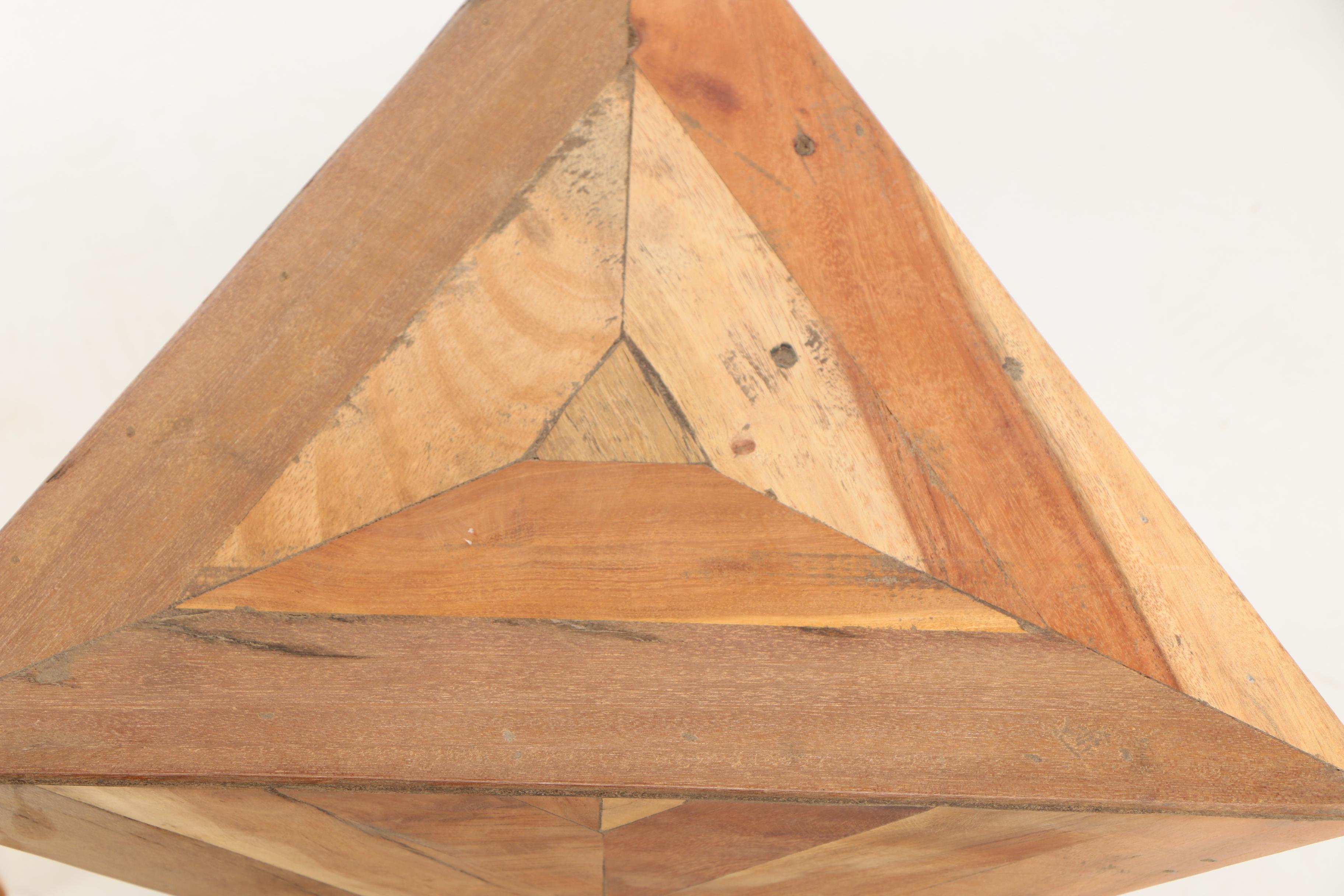 Pair of Modern "Pyramid" Acacia Accent Tables