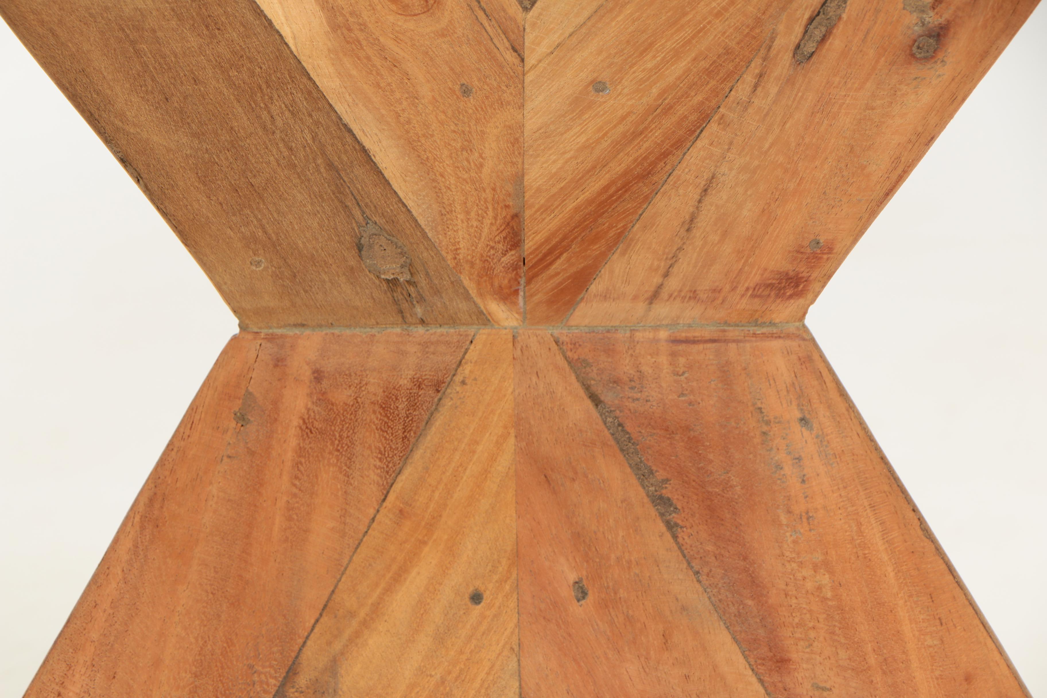 Pair of Modern "Pyramid" Acacia Accent Tables