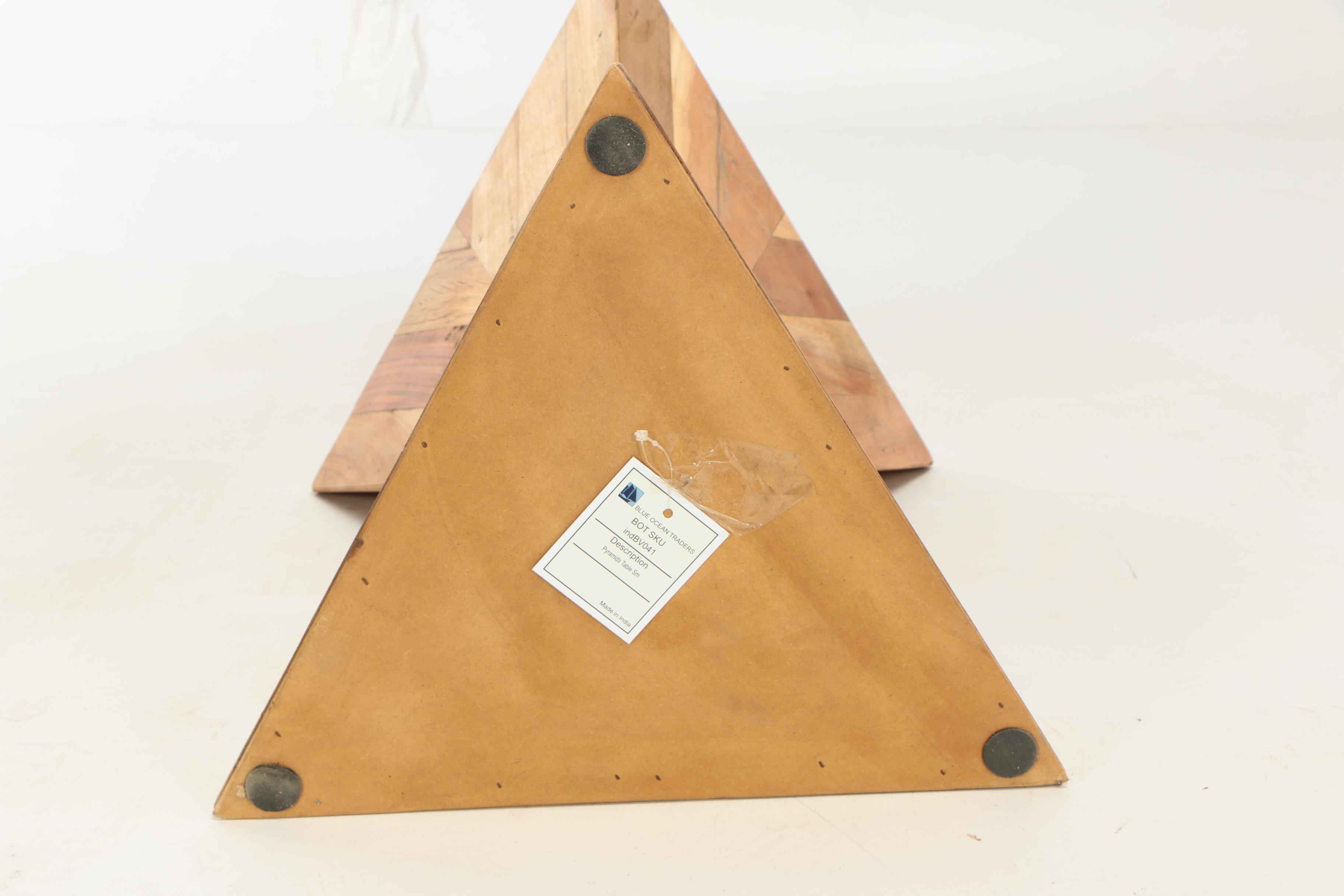 Pair of Modern "Pyramid" Acacia Accent Tables