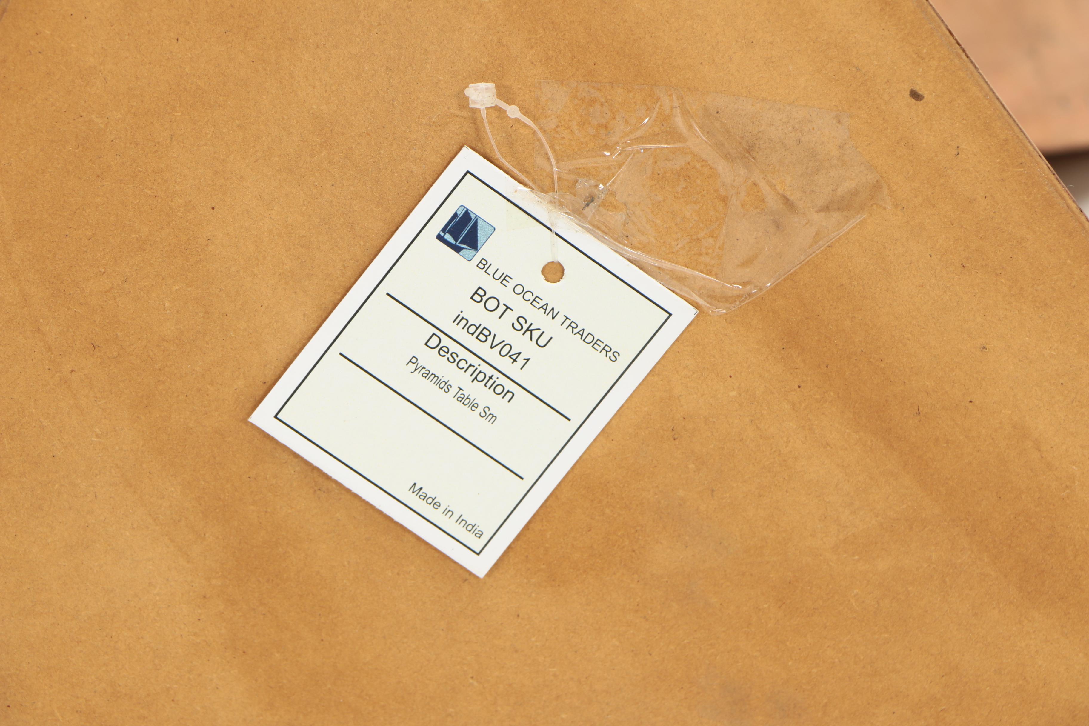 Pair of Modern "Pyramid" Acacia Accent Tables