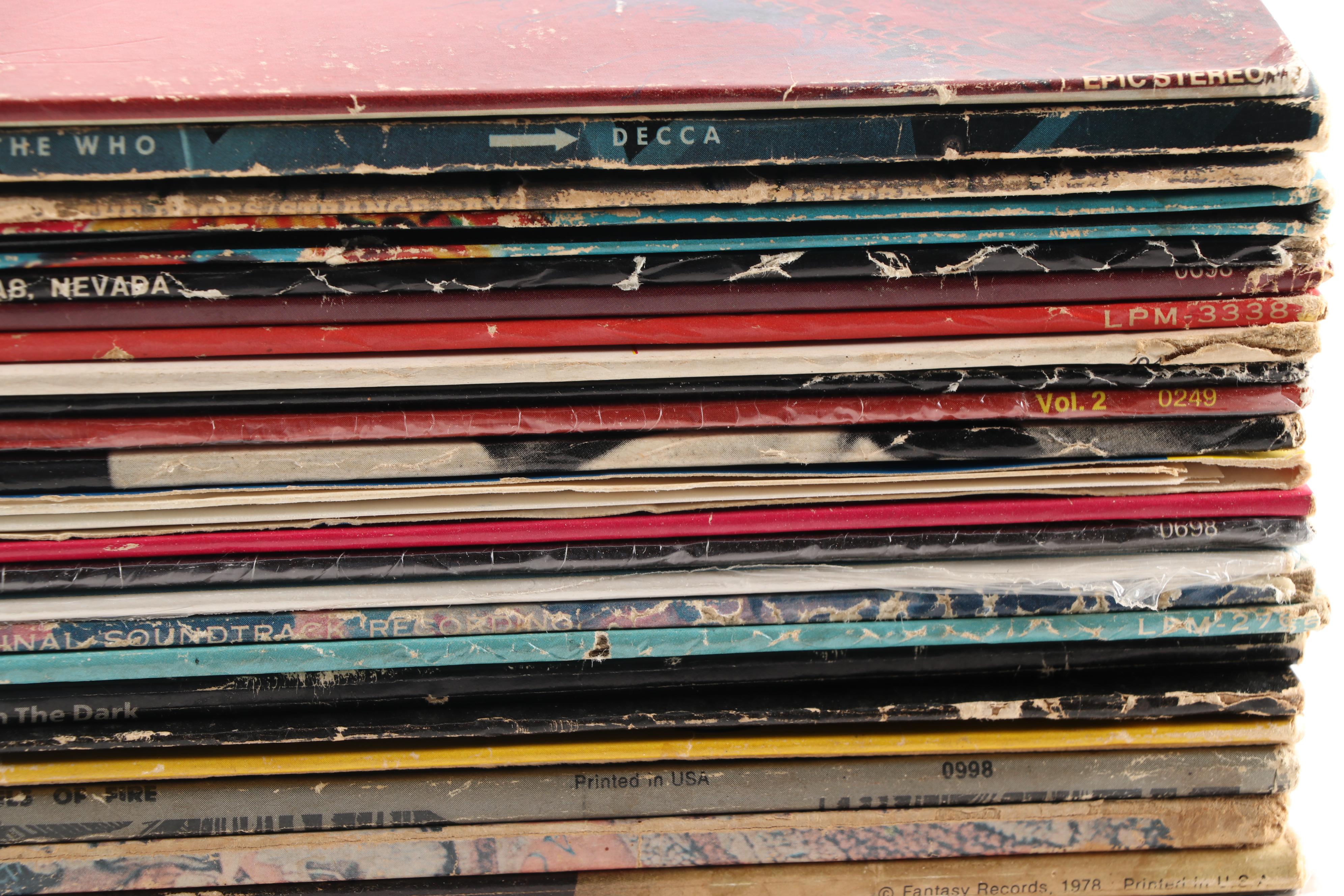 Rock LPs including Meat Loaf, Jimi Hendrix, Elvis, The Doors, and Kiss