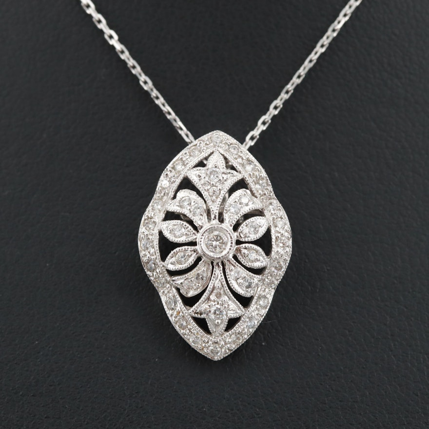 14K White Gold Diamond Enhancer Pendant Necklace