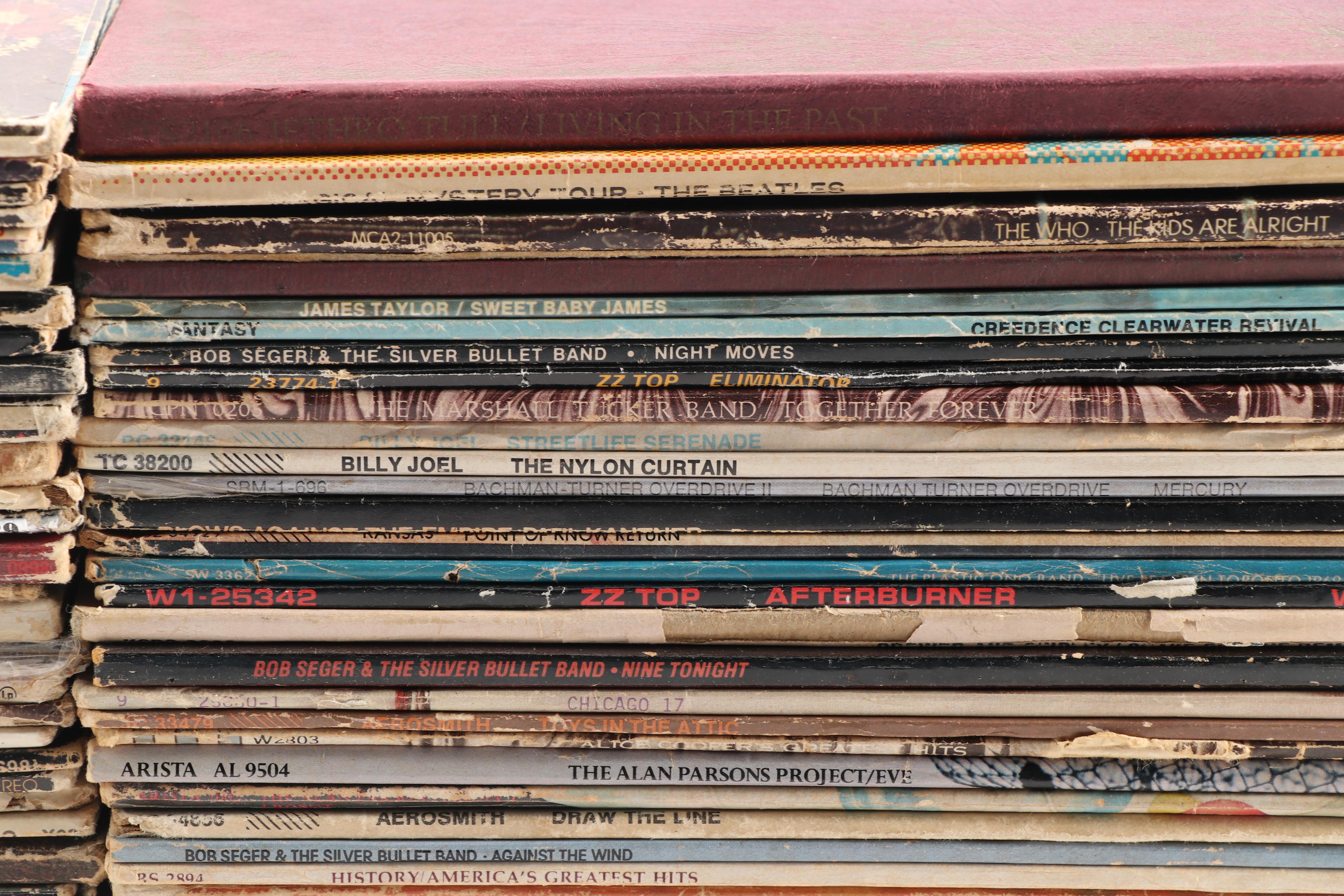 Rock LPs including The Beatles, Jethro Tull, and The Who