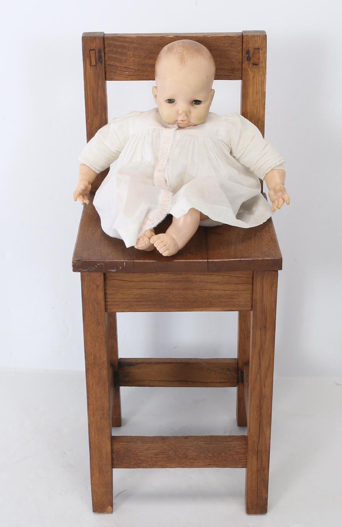 Madame Alexander "Victoria" Baby Doll with Wood High Chair, c.1966