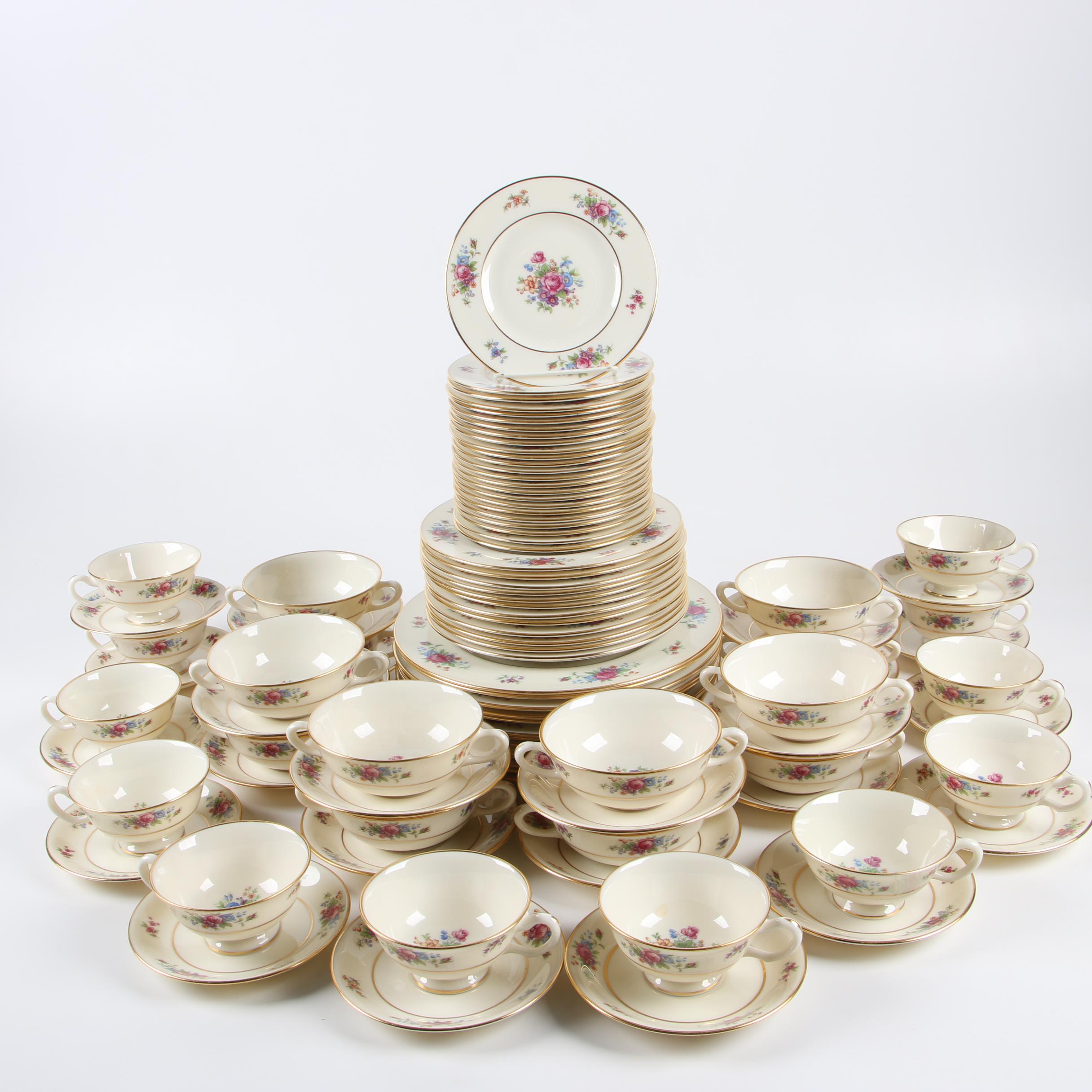 Lenox "Lenox Rose" Bone China Dinnerware for Twelve, Early 20th Century