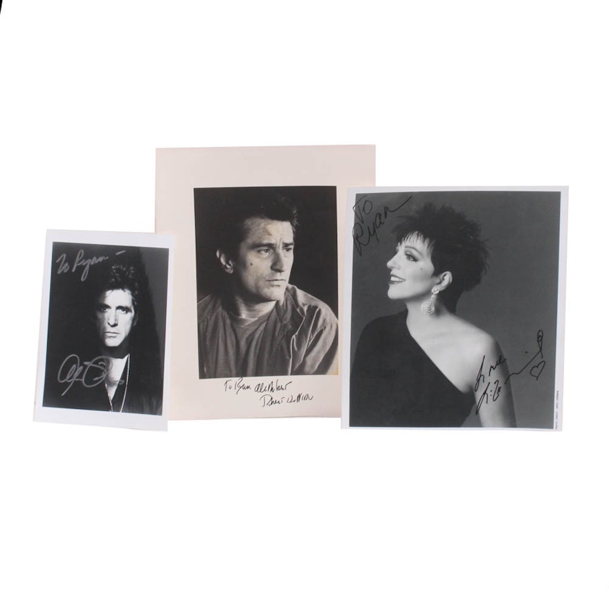 Autographed Photos of Robert De Niro, Al Pacino and Liza Minnelli