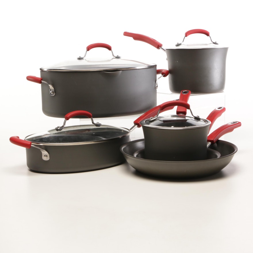 Rachael Ray Hard Anodized Cookware in Grey and Red