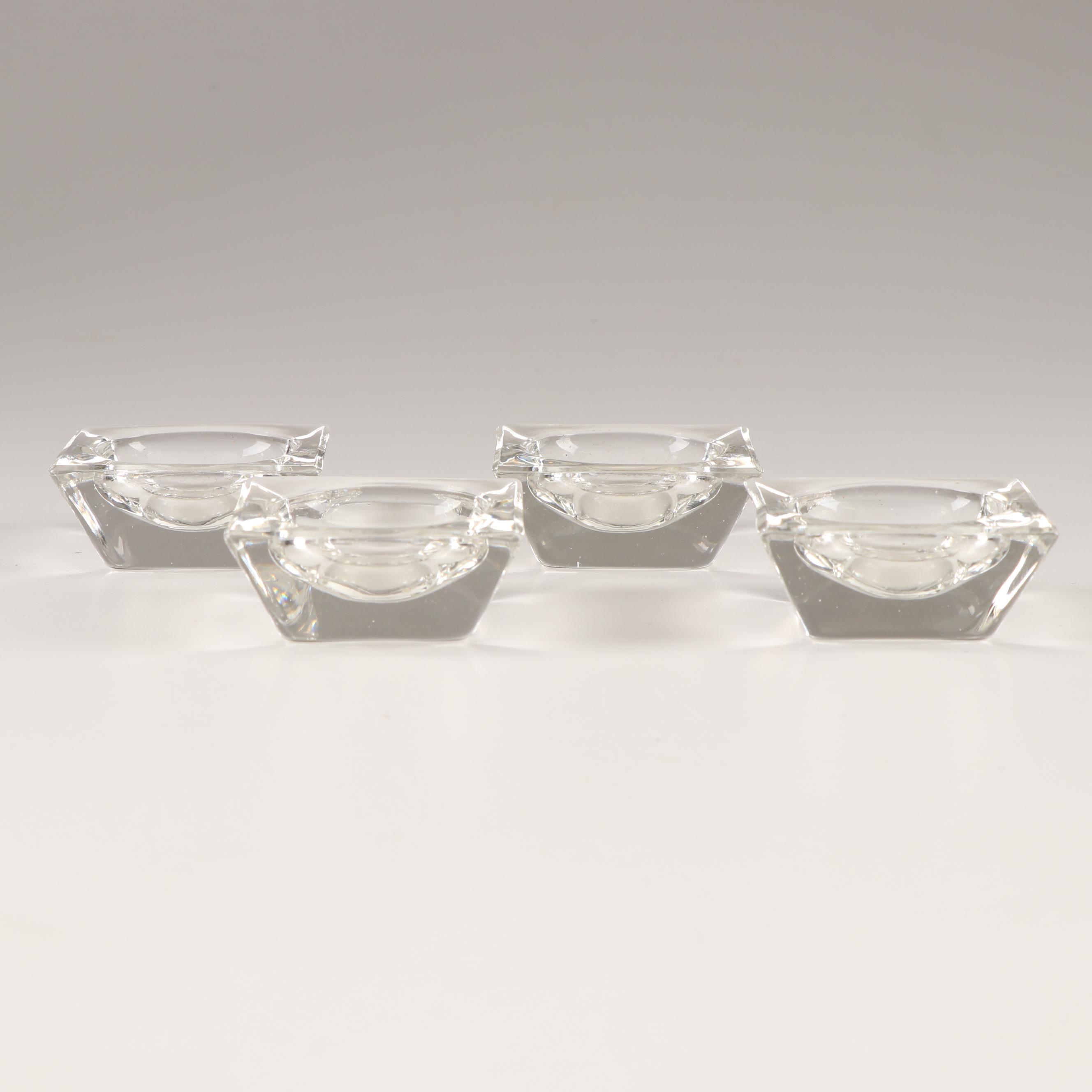 Ceramic Butter Pats and Glass Salt Cellars