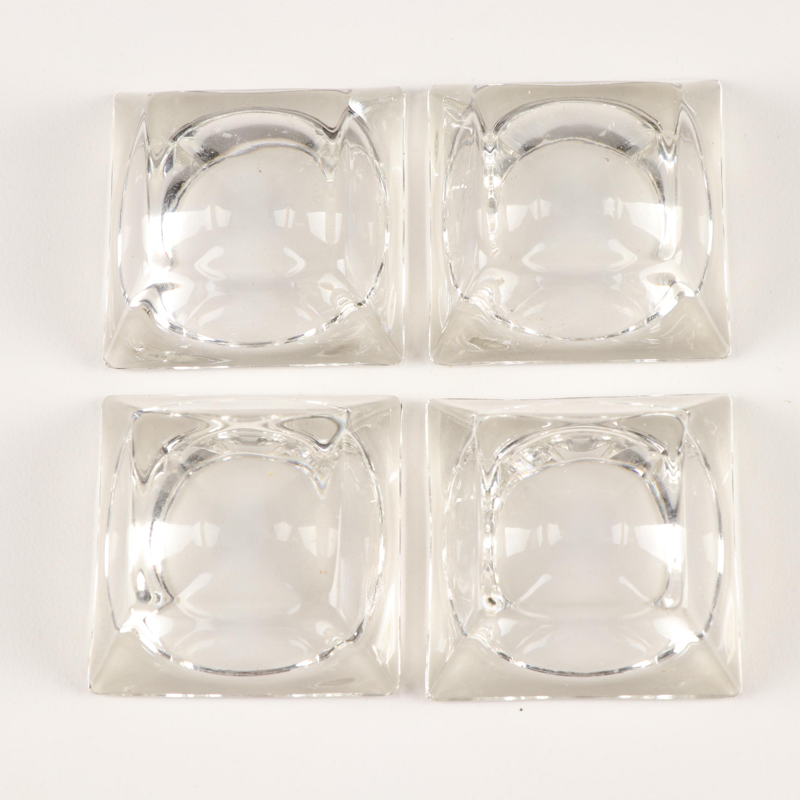 Ceramic Butter Pats and Glass Salt Cellars