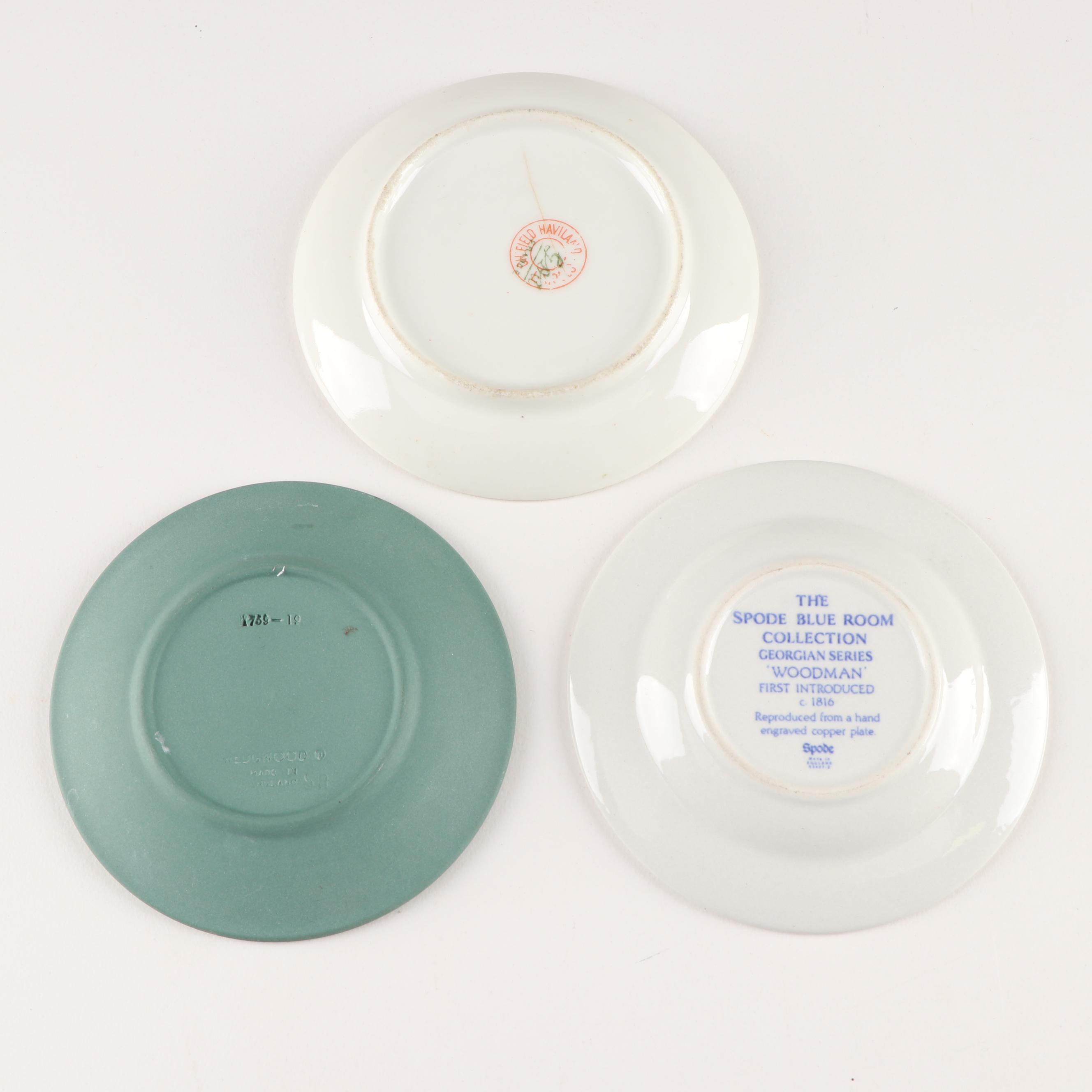 Ceramic Butter Pats and Glass Salt Cellars