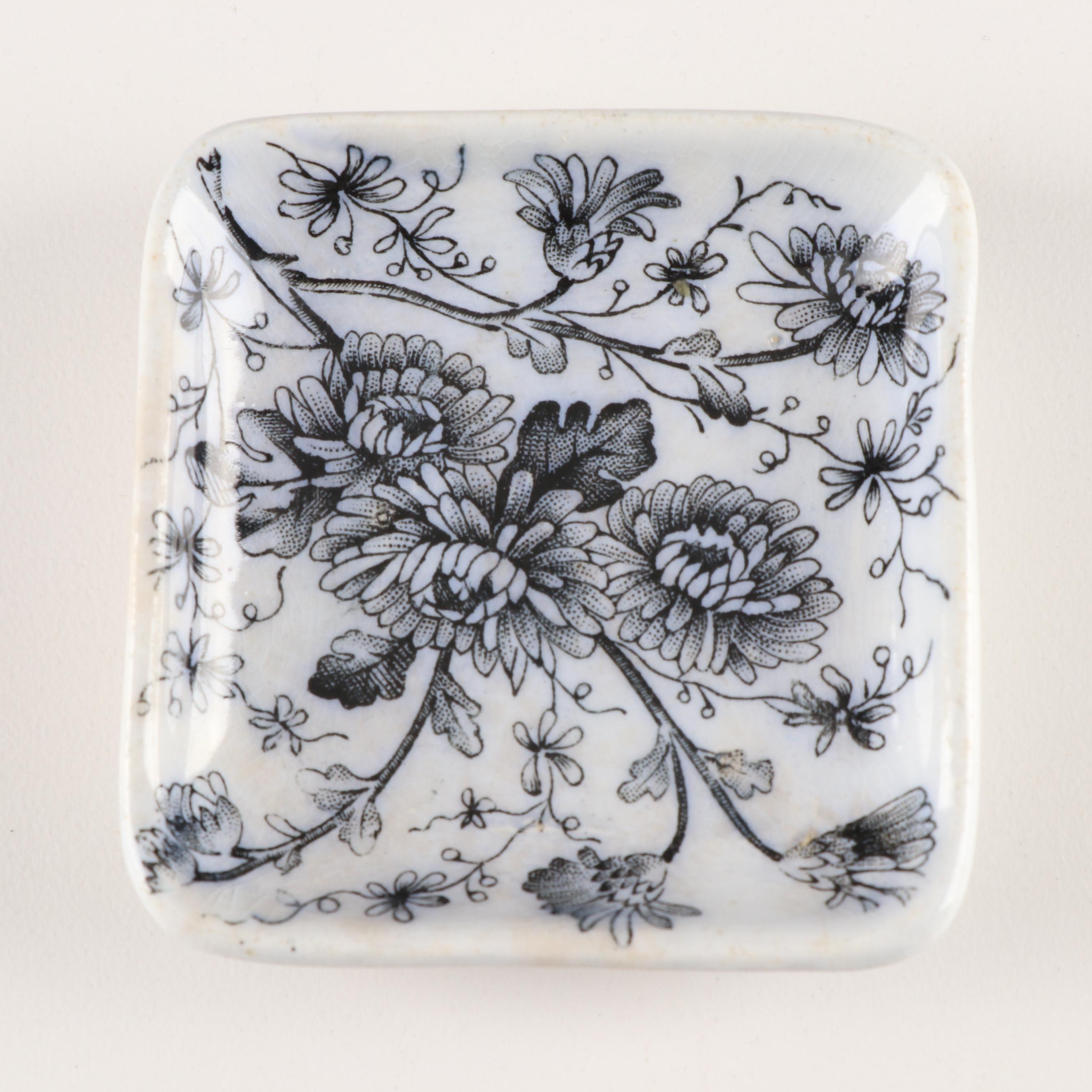 Ceramic Butter Pats and Glass Salt Cellars