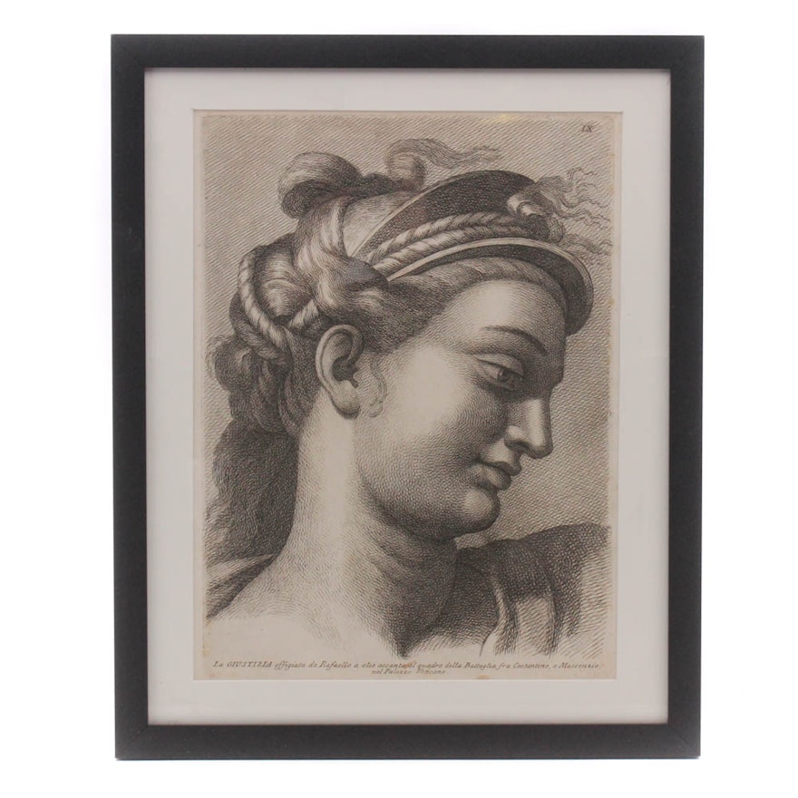 Early 18th Century Copper Engraving After Raphael on Hand-Laid Paper