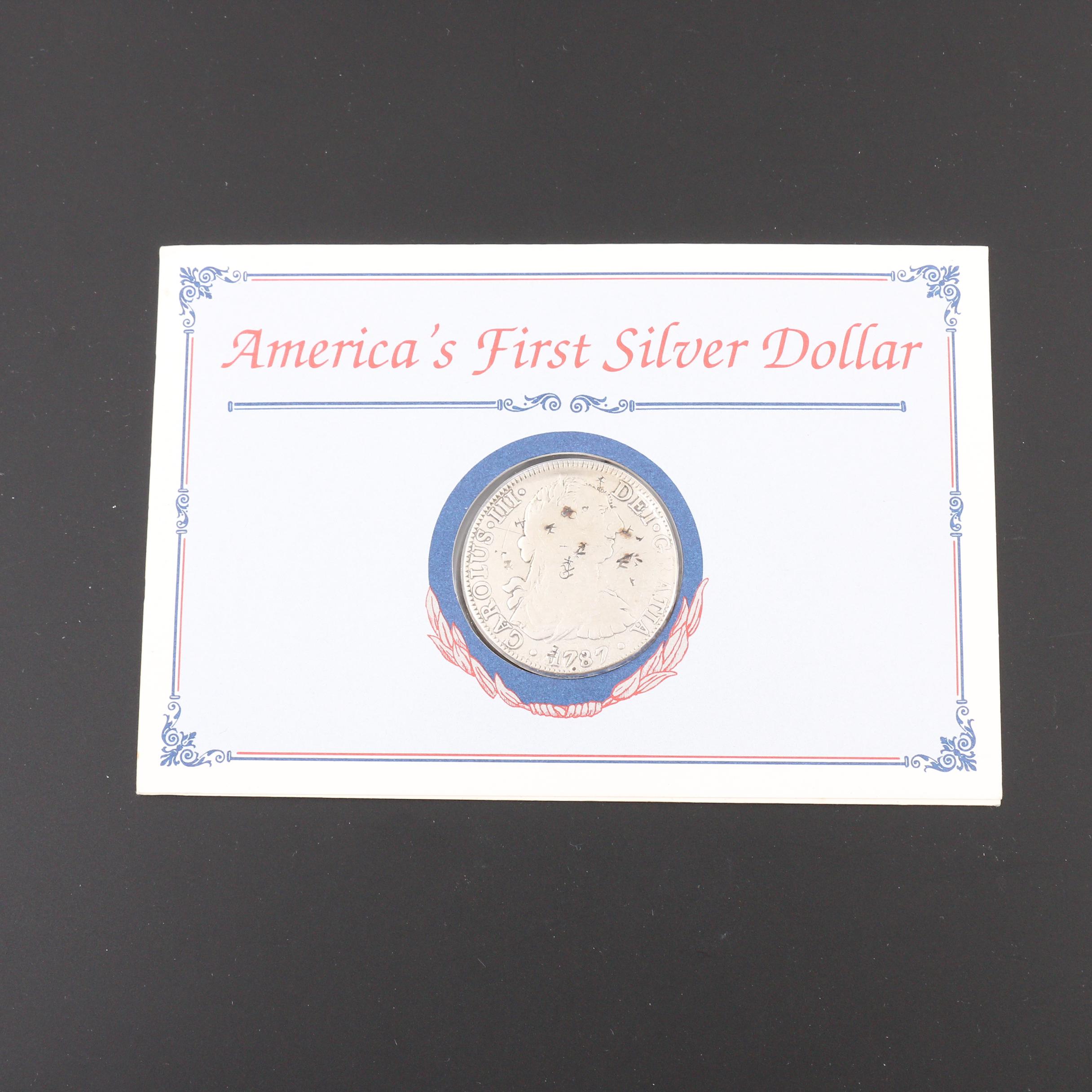 1787 Colonial Mexico Carlos III 8 Reales Silver Coin with Chopmarks