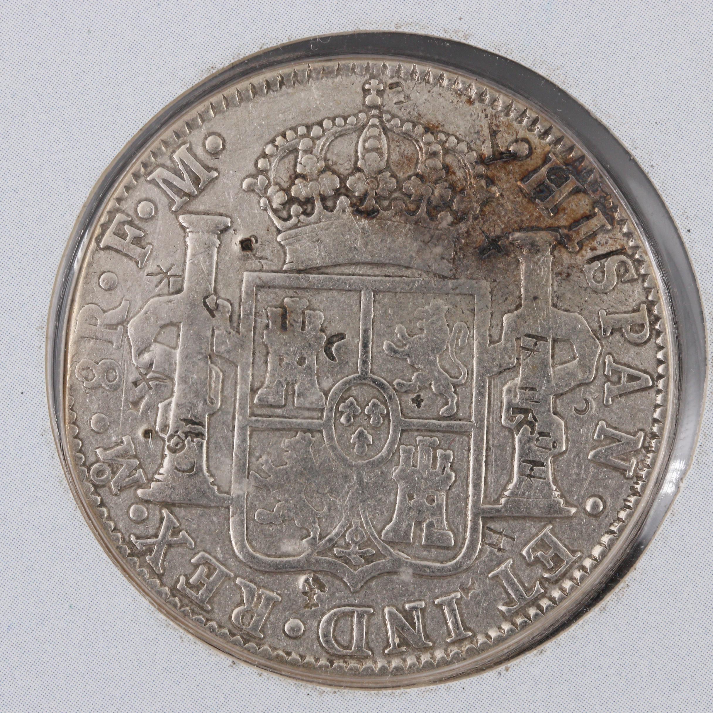 1787 Colonial Mexico Carlos III 8 Reales Silver Coin with Chopmarks