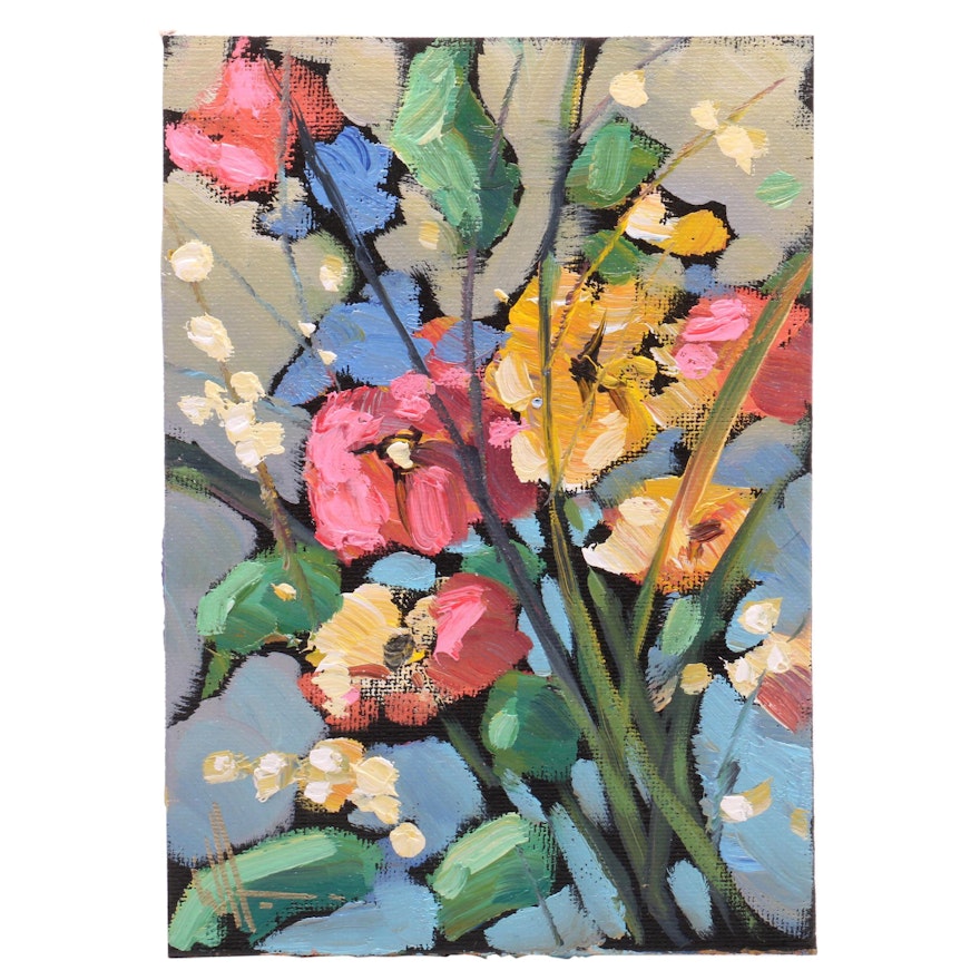 William Hawkins Floral Oil Painting