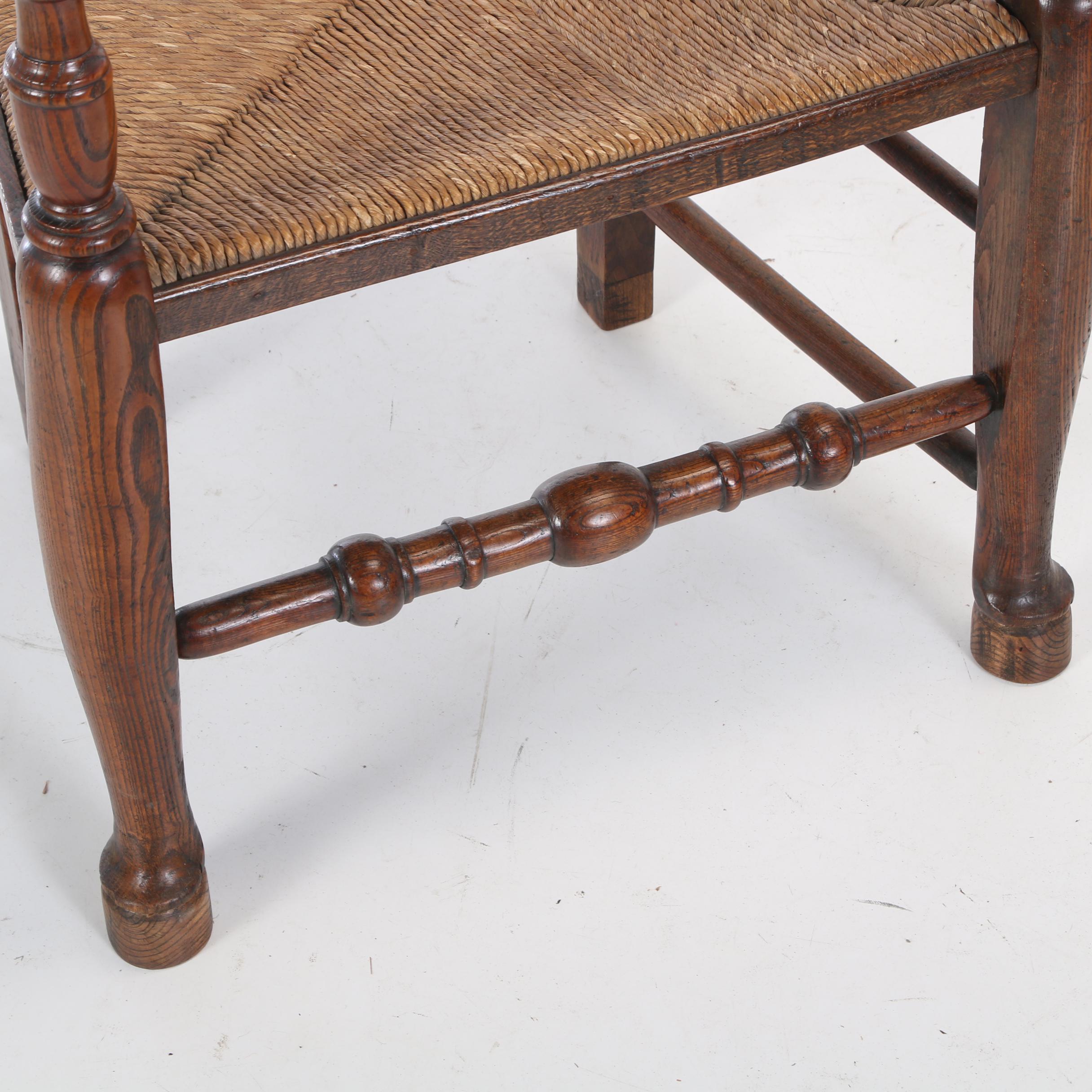 Matched Set of Ten Lancashire Elm, Oak, and Walnut Dining Chairs, 19th Century