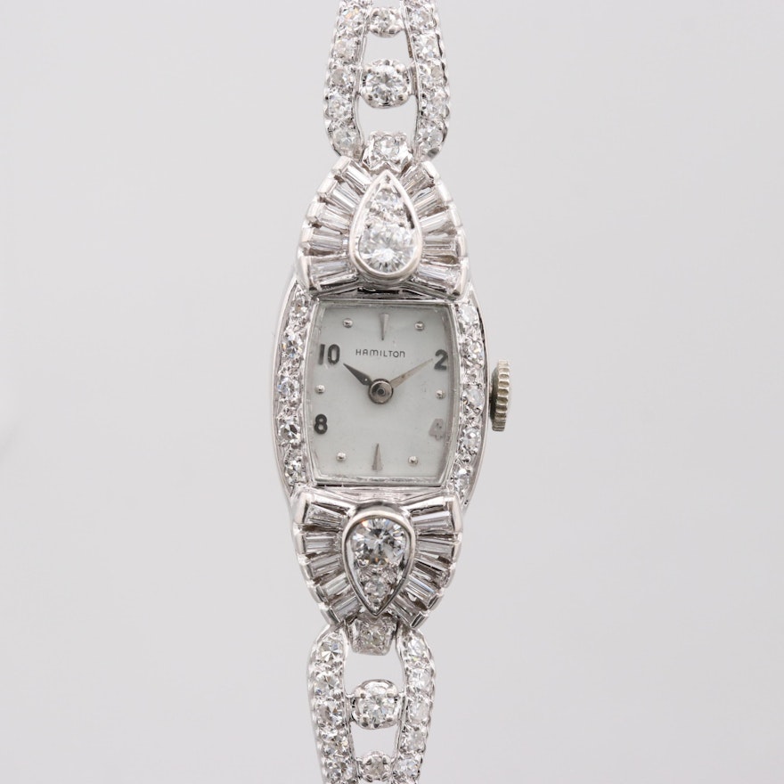 Hamilton 14K White Gold 2.28 CTW Diamond Wristwatch
