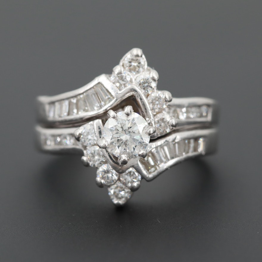 Platinum 1.25 CTW Diamond Ring with Ring Enhancer