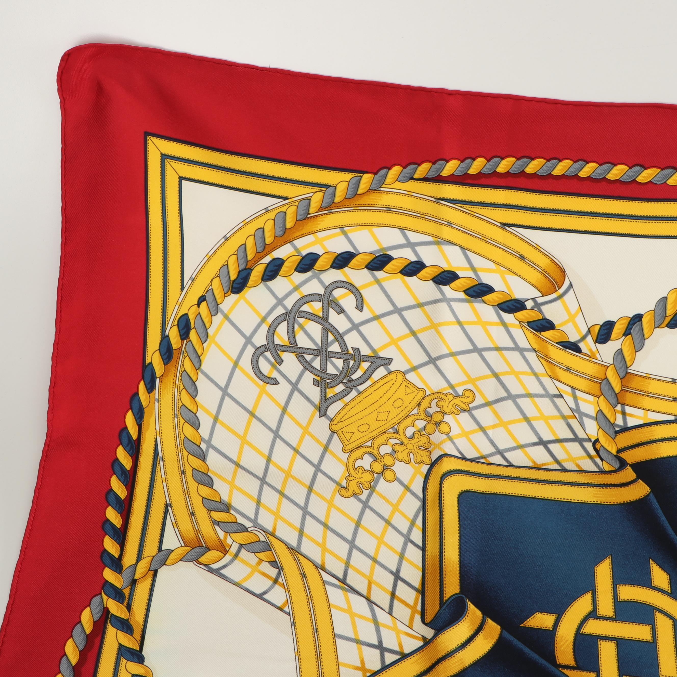 Hermès Paris "Grande Tenue" Silk Scarf Designed by Henri d'Origny, 1985 Vintage