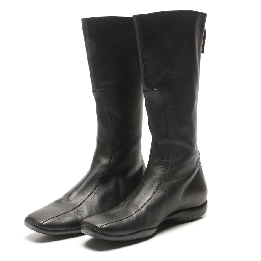 Prada Black Leather Boots, Made in Italy