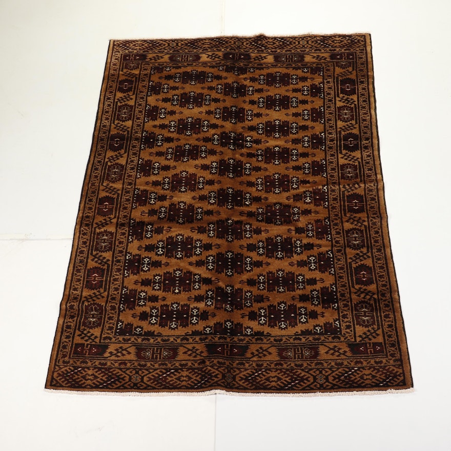 Hand-Knotted Turkmen Yomut Wool Area Rug