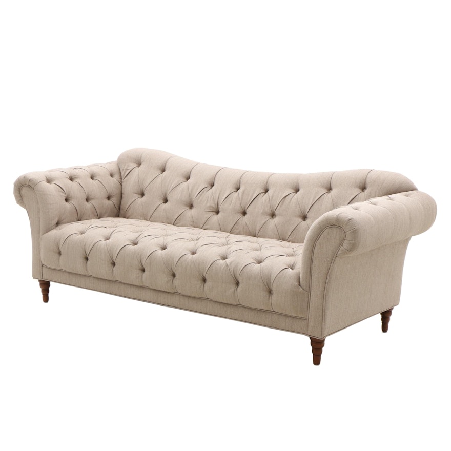 Button Tufted Herringbone Upholstered Sofa by Haining JPAI Furniture Co.