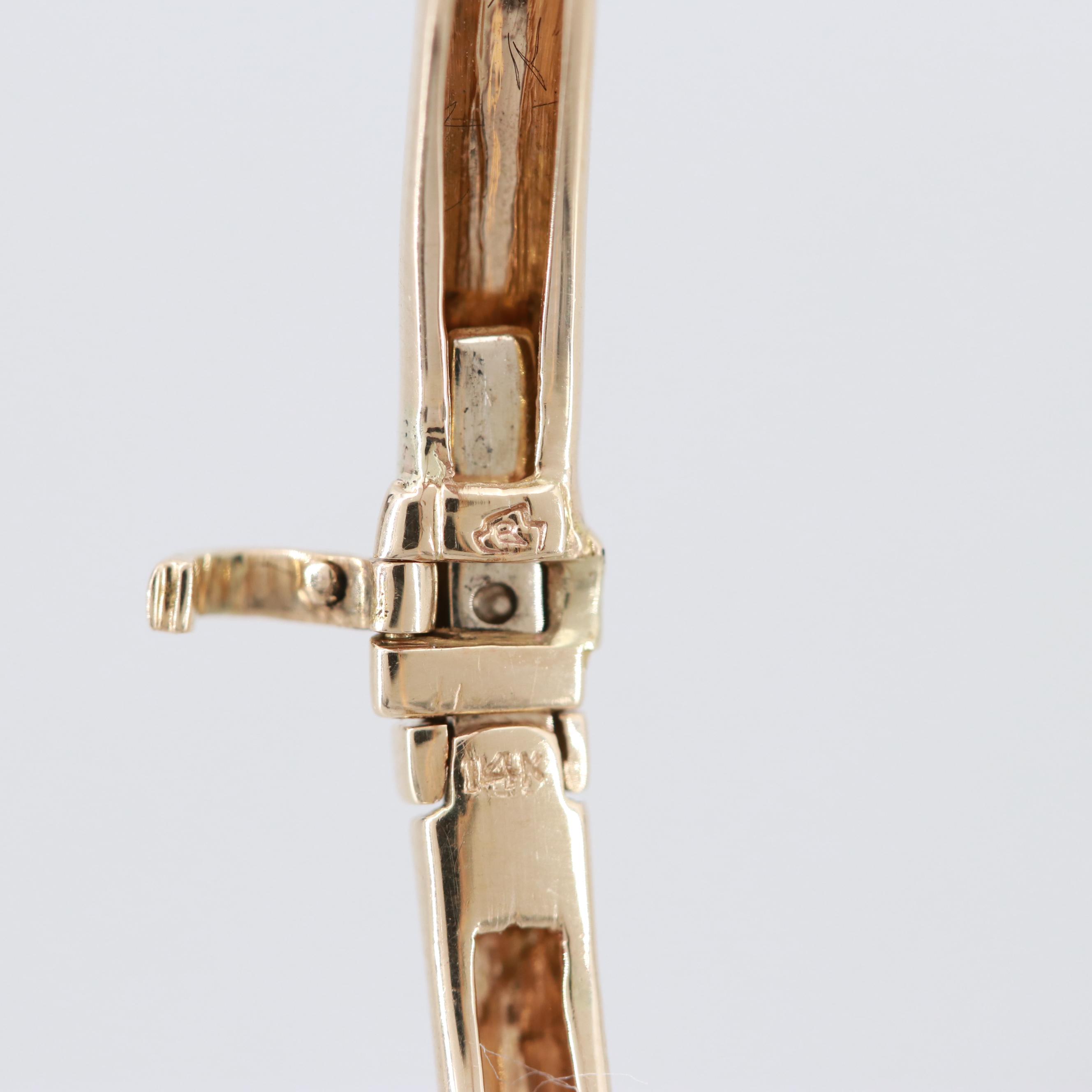 14K Yellow Gold Diamond and Ruby Hinged Bangle Bracelet