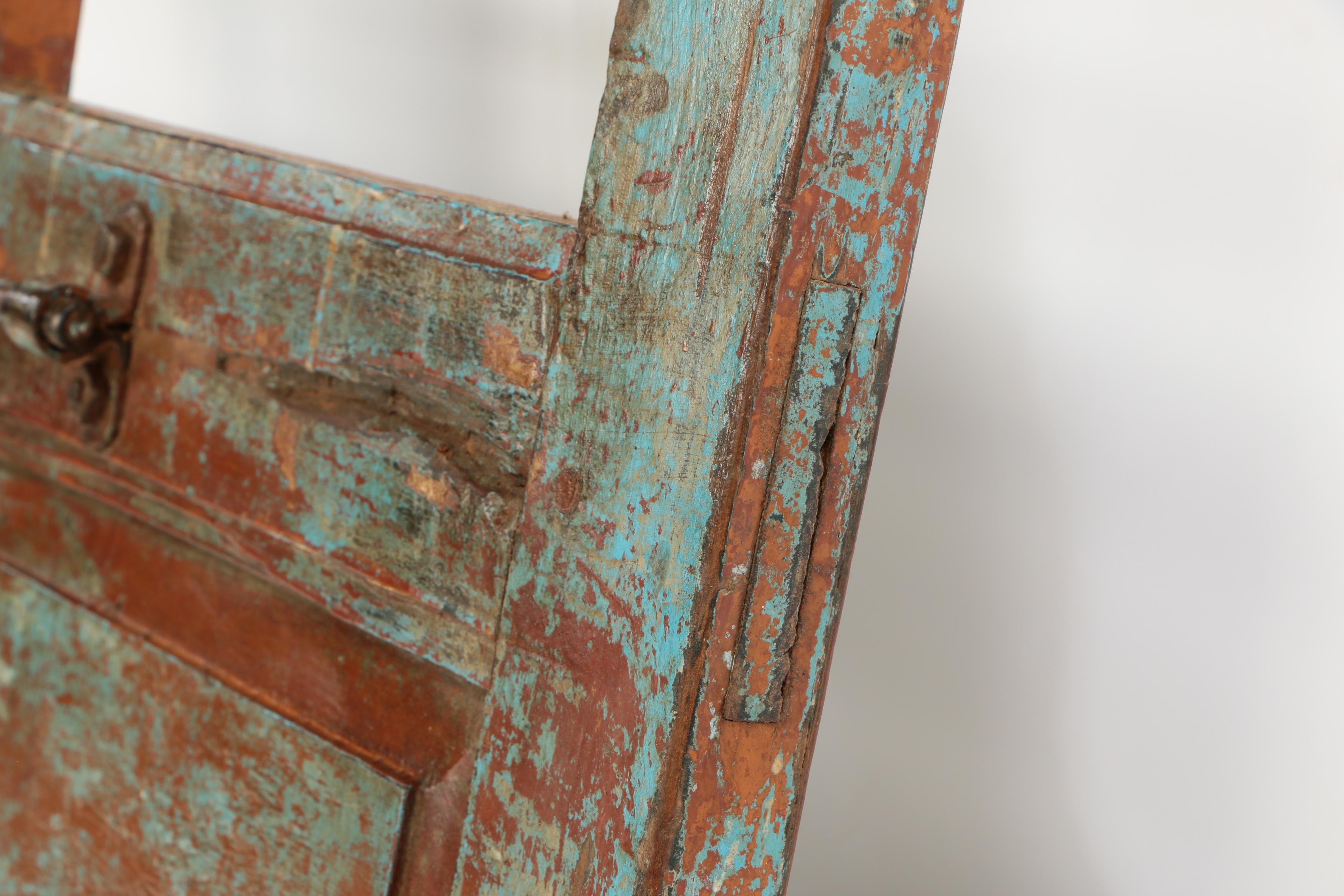 Reclaimed Indian Hardwood French Doors with Iron Security Bars, 20th Century