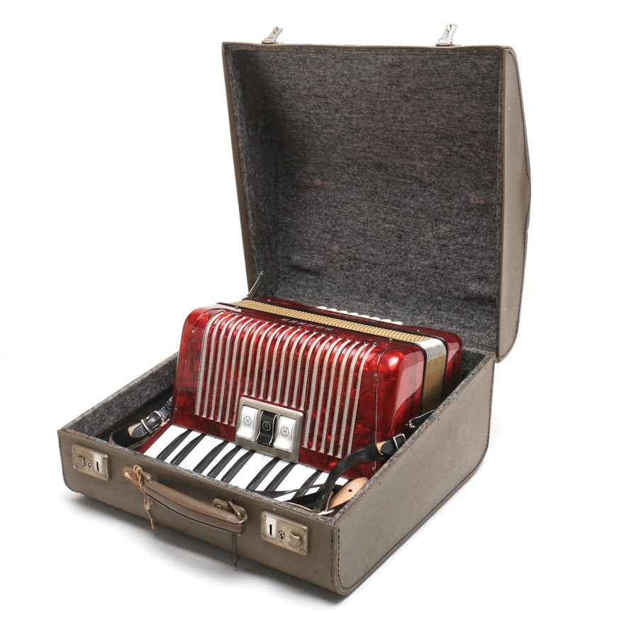 Red Hohner Student IVM 32 Bass Piano Accordion