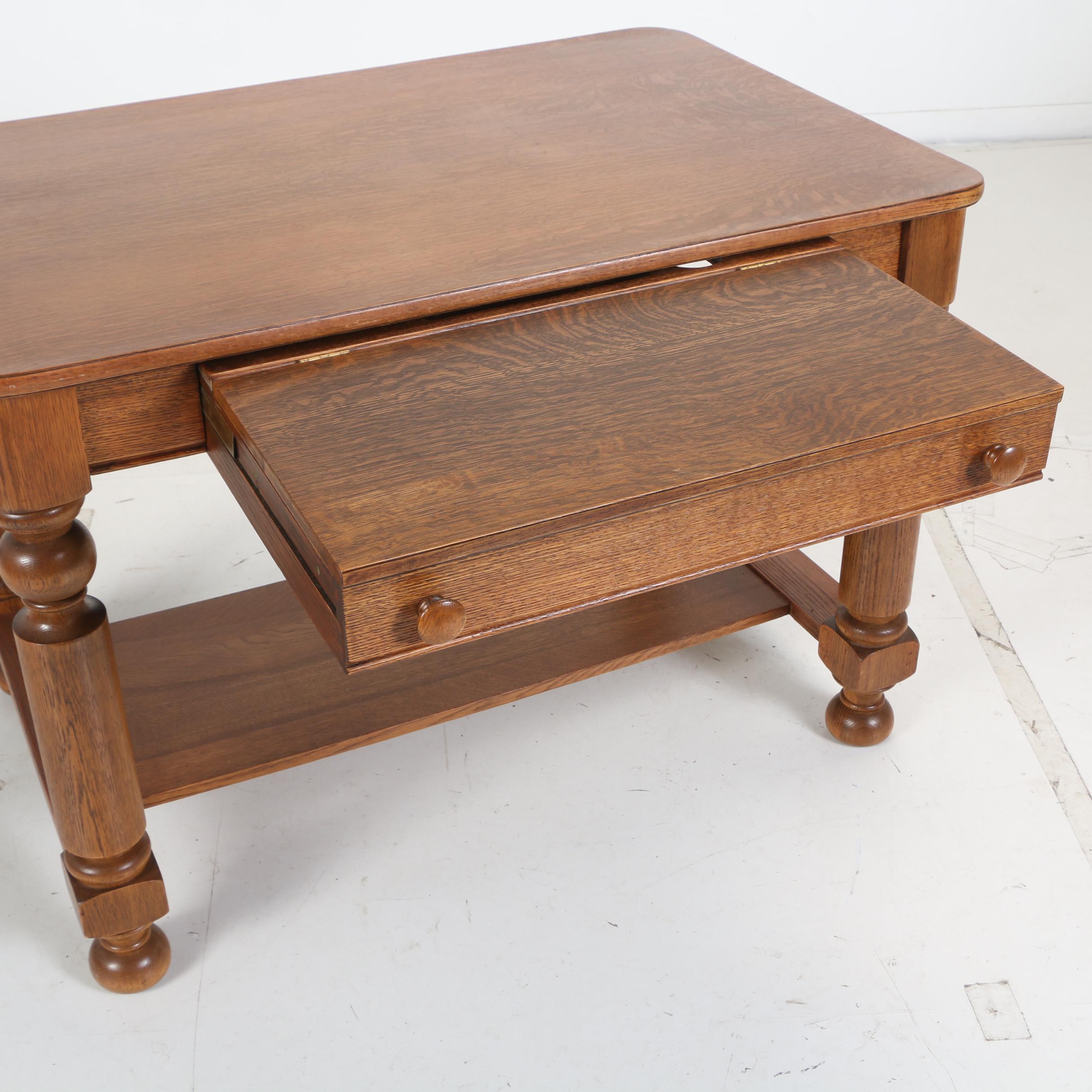 Oak "Cadillac Desk-Table" by Cadillac Cabinet Co. of Detroit, Early 20th Century