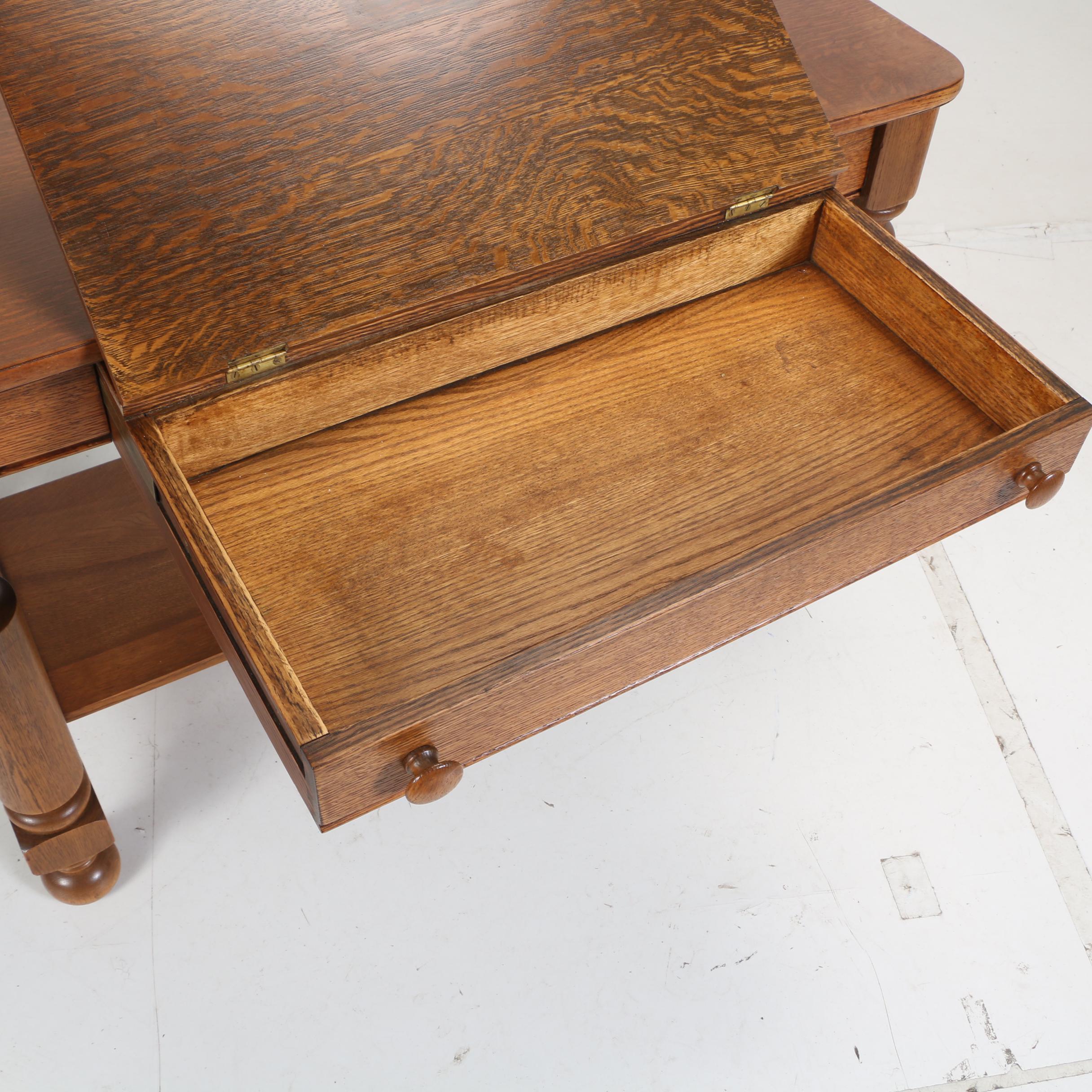 Oak "Cadillac Desk-Table" by Cadillac Cabinet Co. of Detroit, Early 20th Century