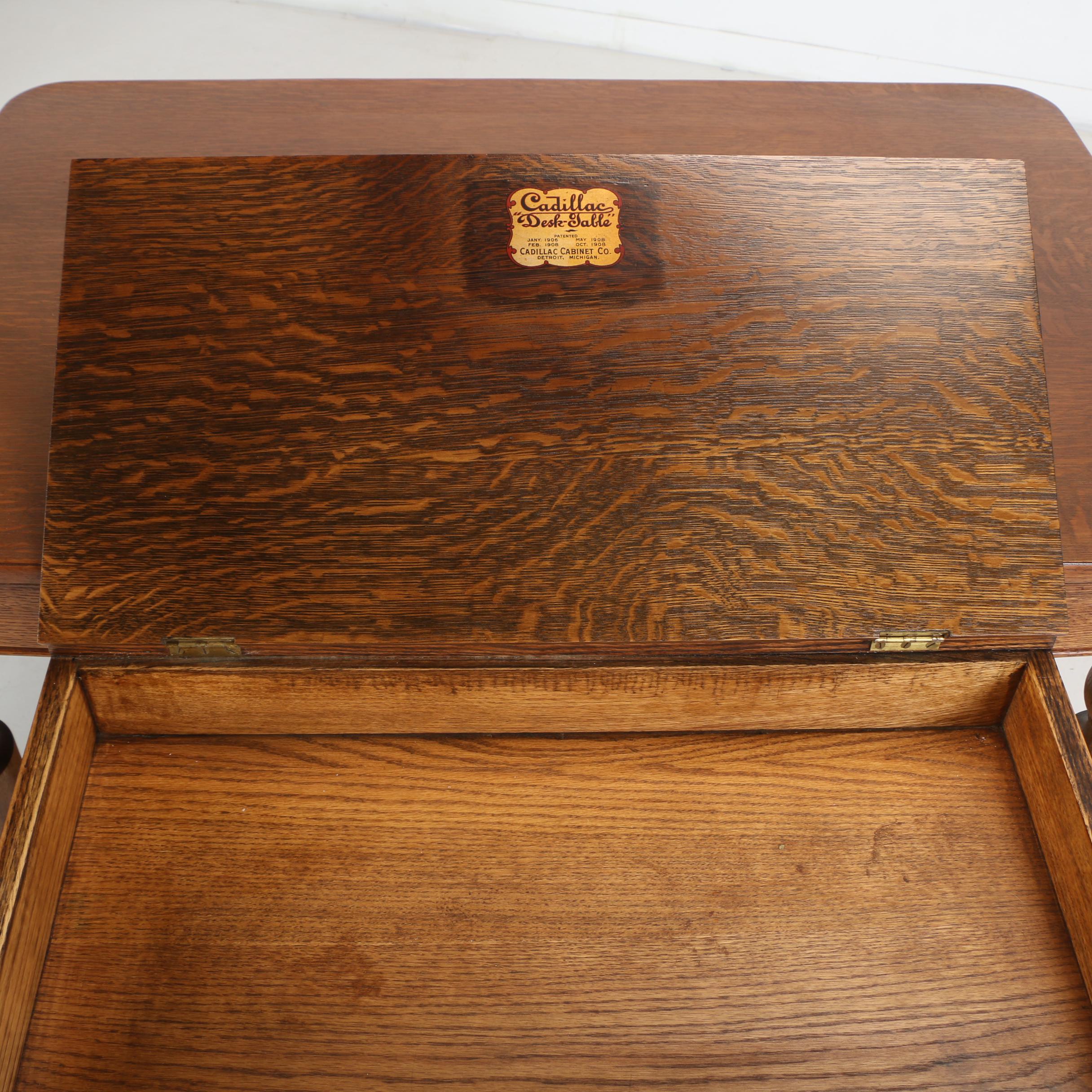 Oak "Cadillac Desk-Table" by Cadillac Cabinet Co. of Detroit, Early 20th Century