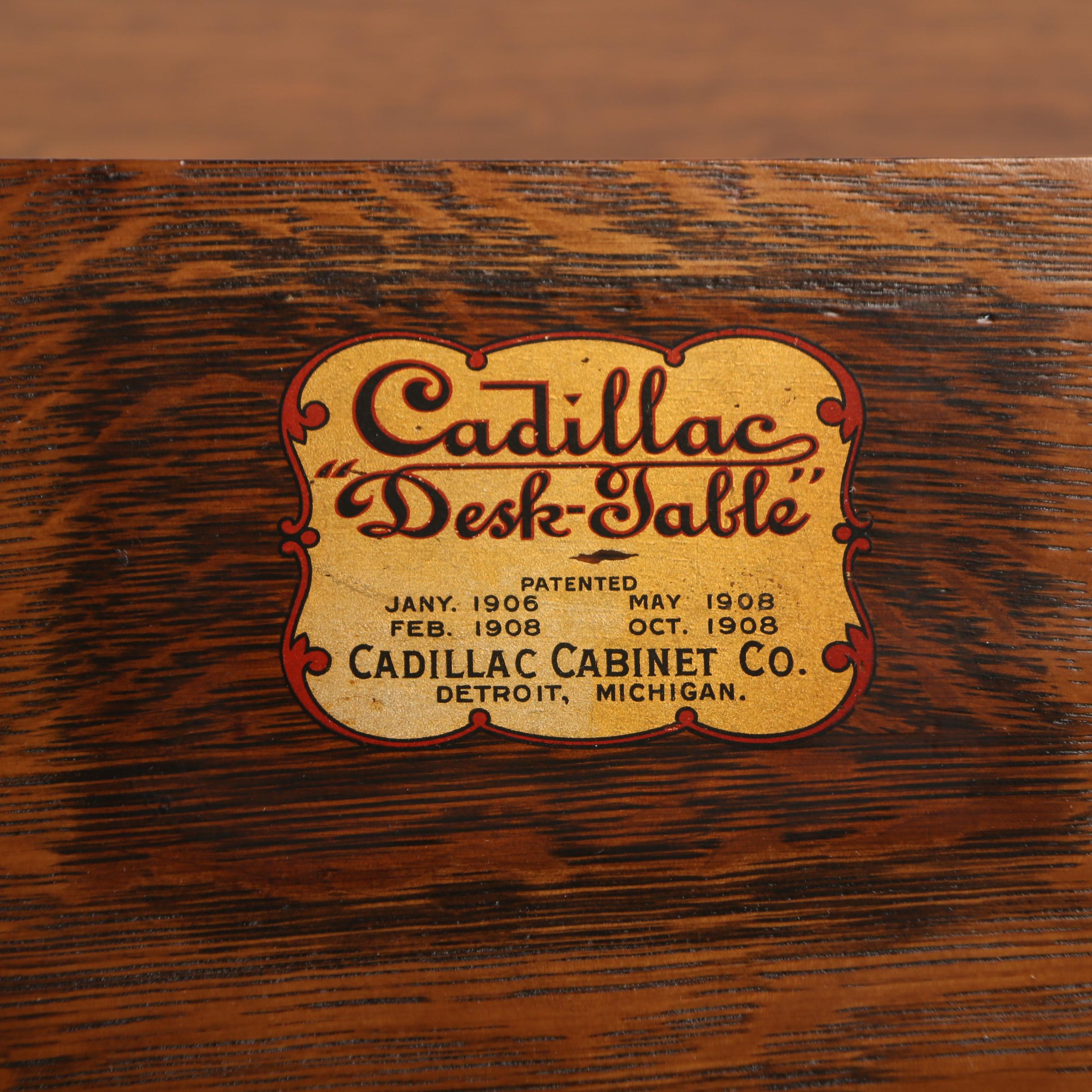 Oak "Cadillac Desk-Table" by Cadillac Cabinet Co. of Detroit, Early 20th Century