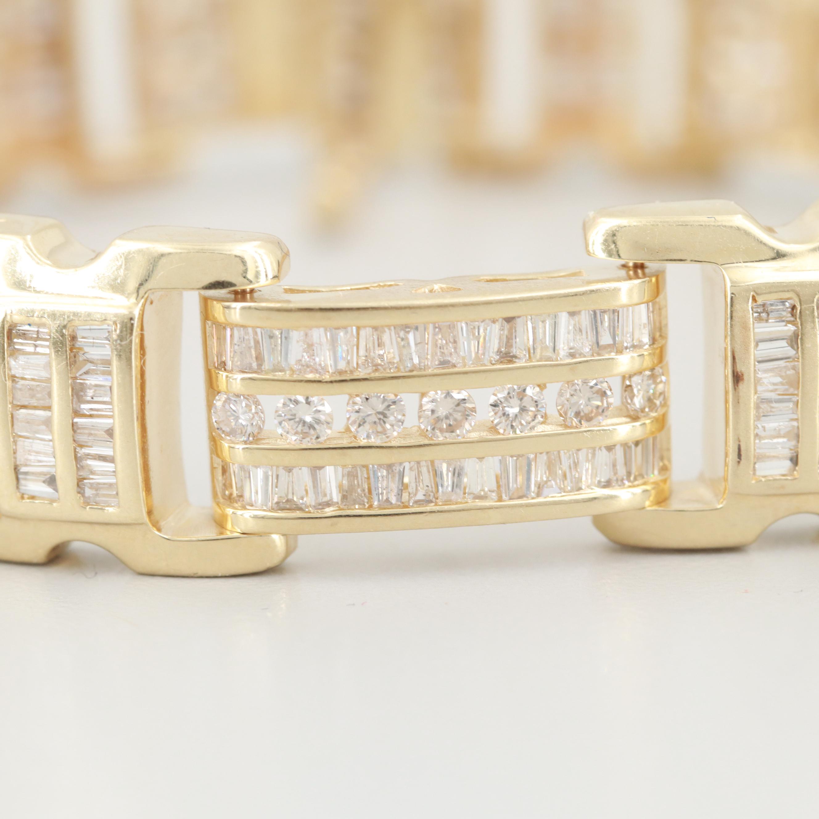 14K Yellow Gold 7.51 CTW Diamond Bracelet