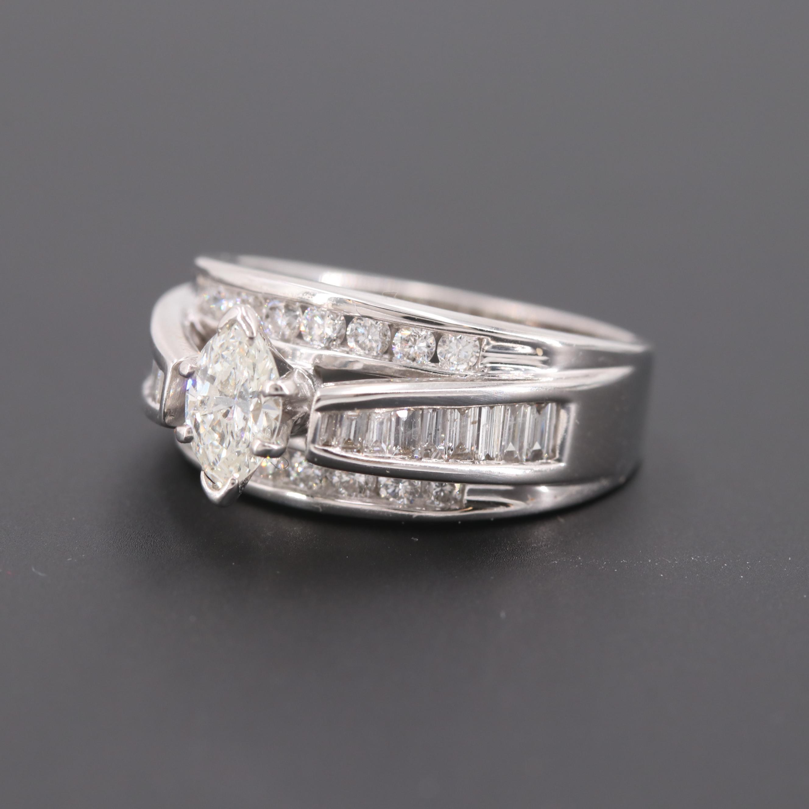 14K White Gold 1.74 CTW Diamond Ring