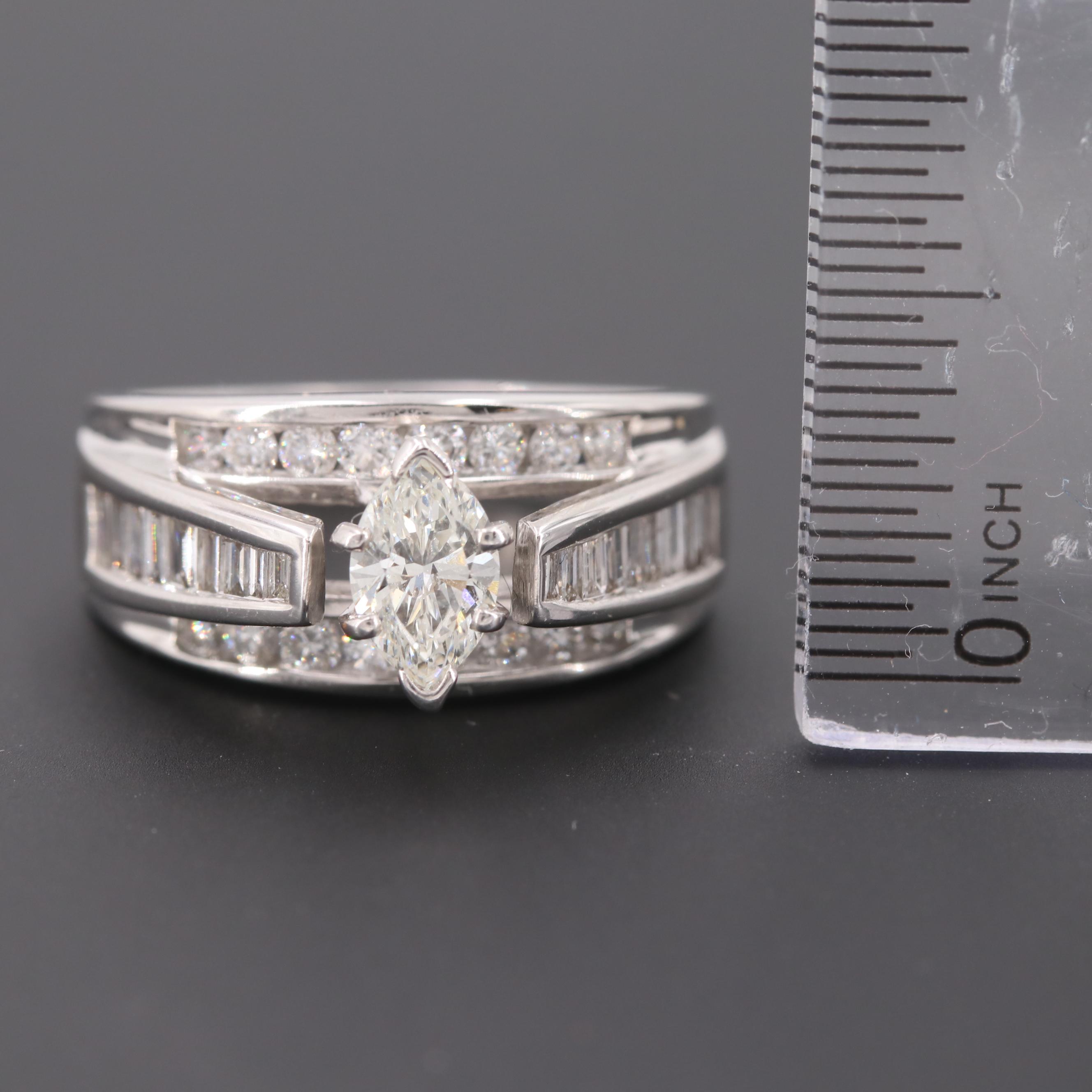 14K White Gold 1.74 CTW Diamond Ring