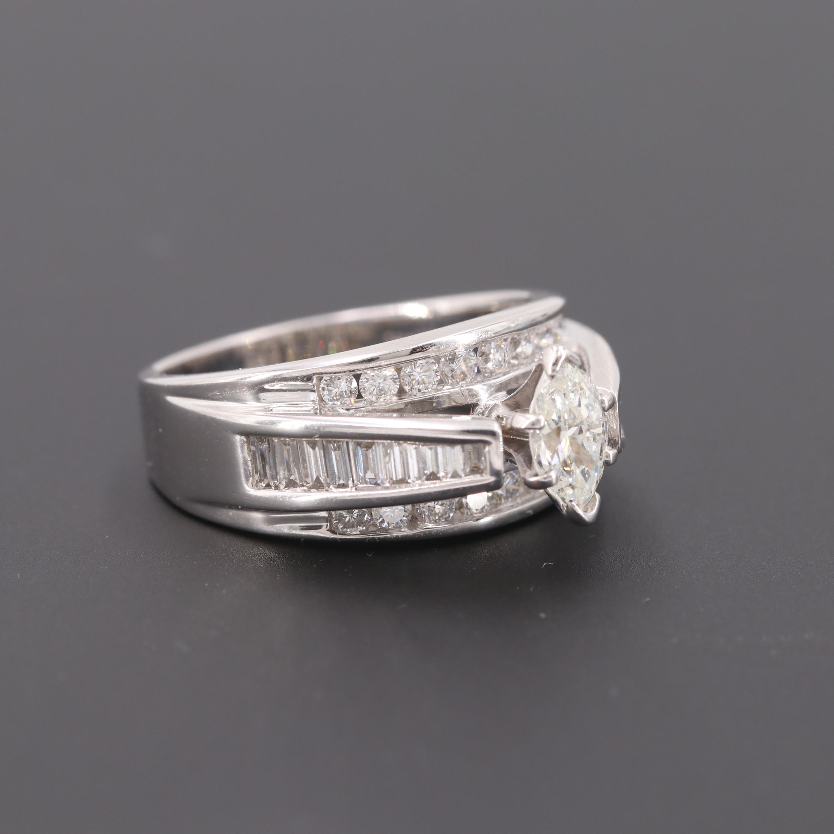 14K White Gold 1.74 CTW Diamond Ring