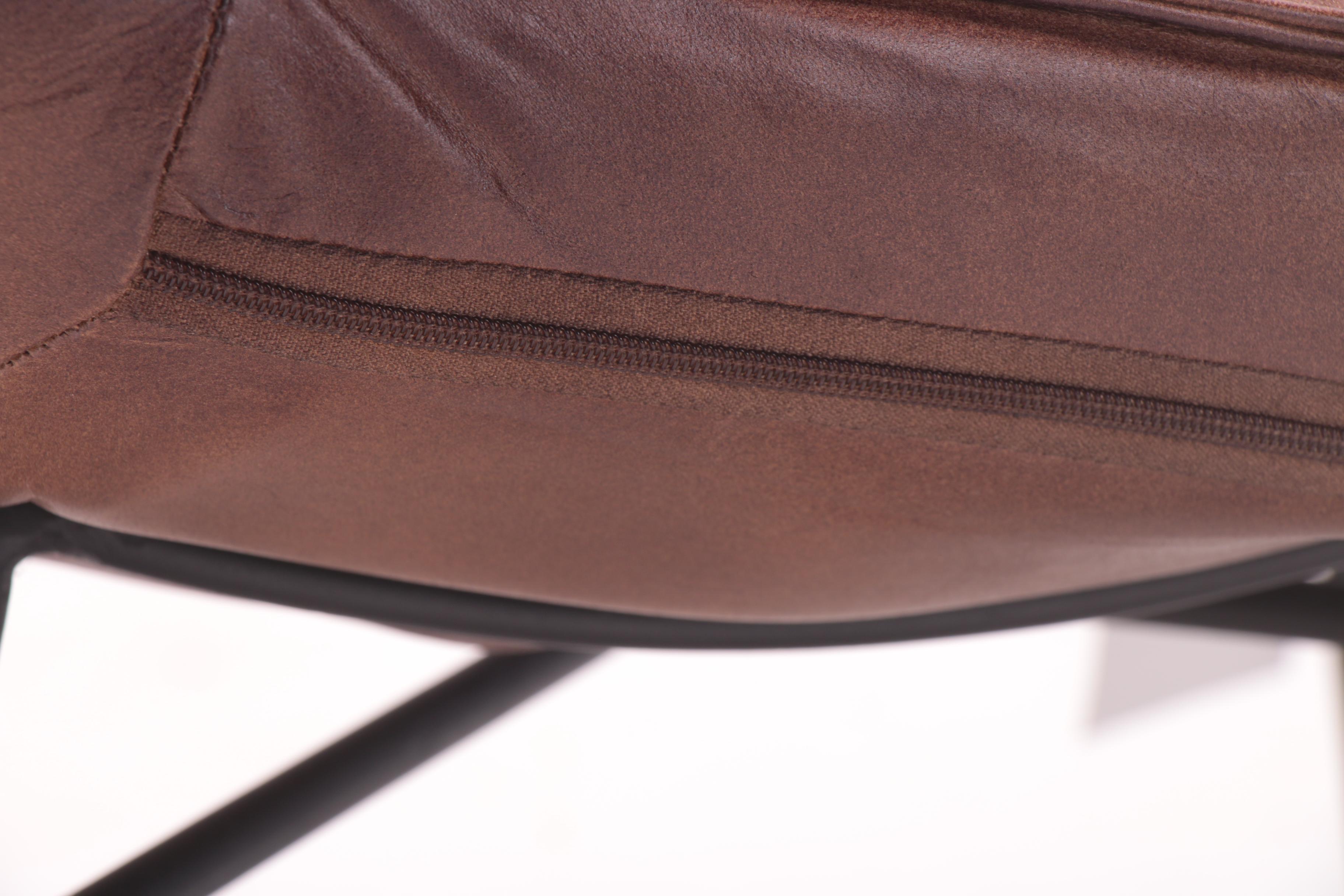 Pair of Modern "Atlas" Brown Leather Lounge Chairs