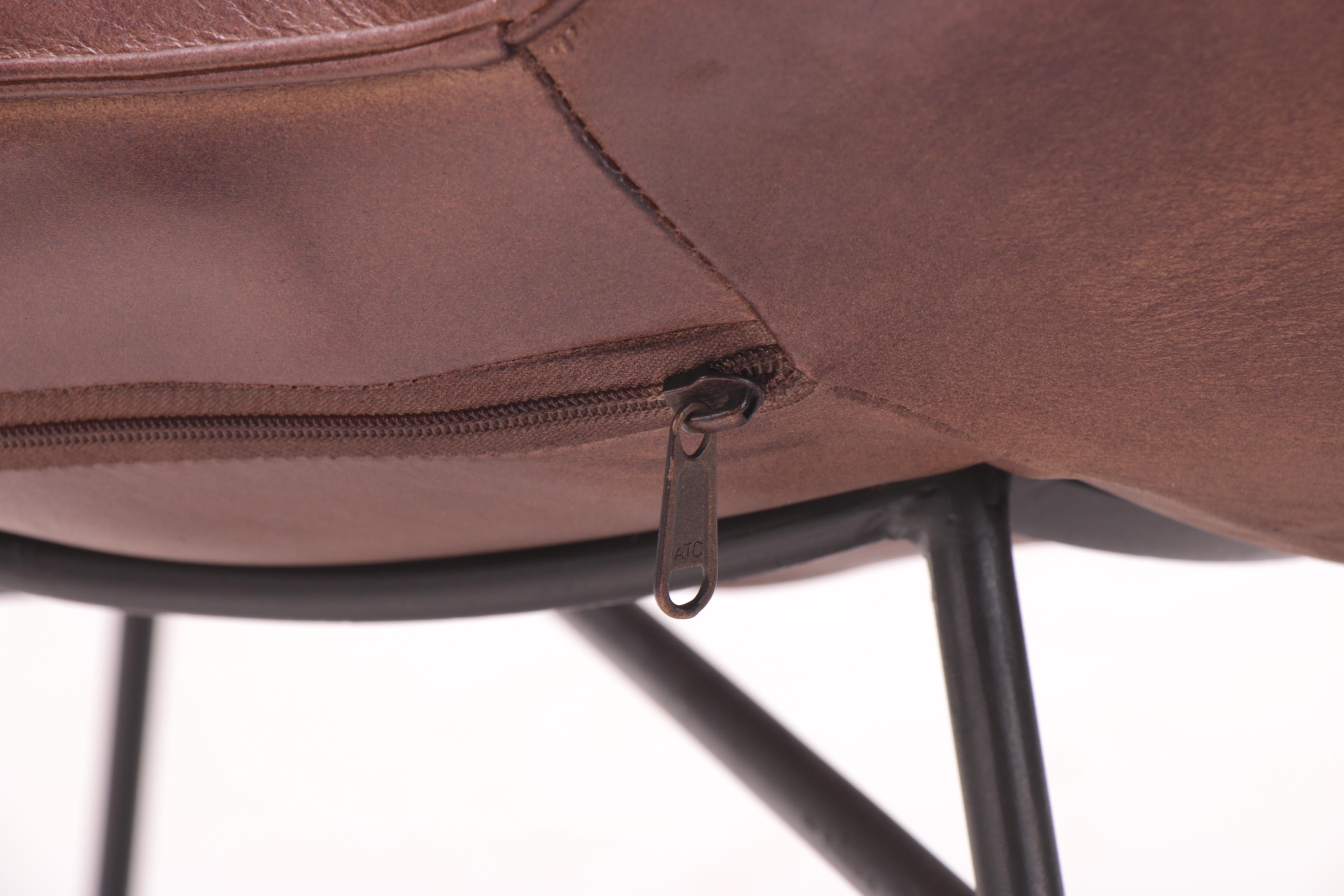 Pair of Modern "Atlas" Brown Leather Lounge Chairs