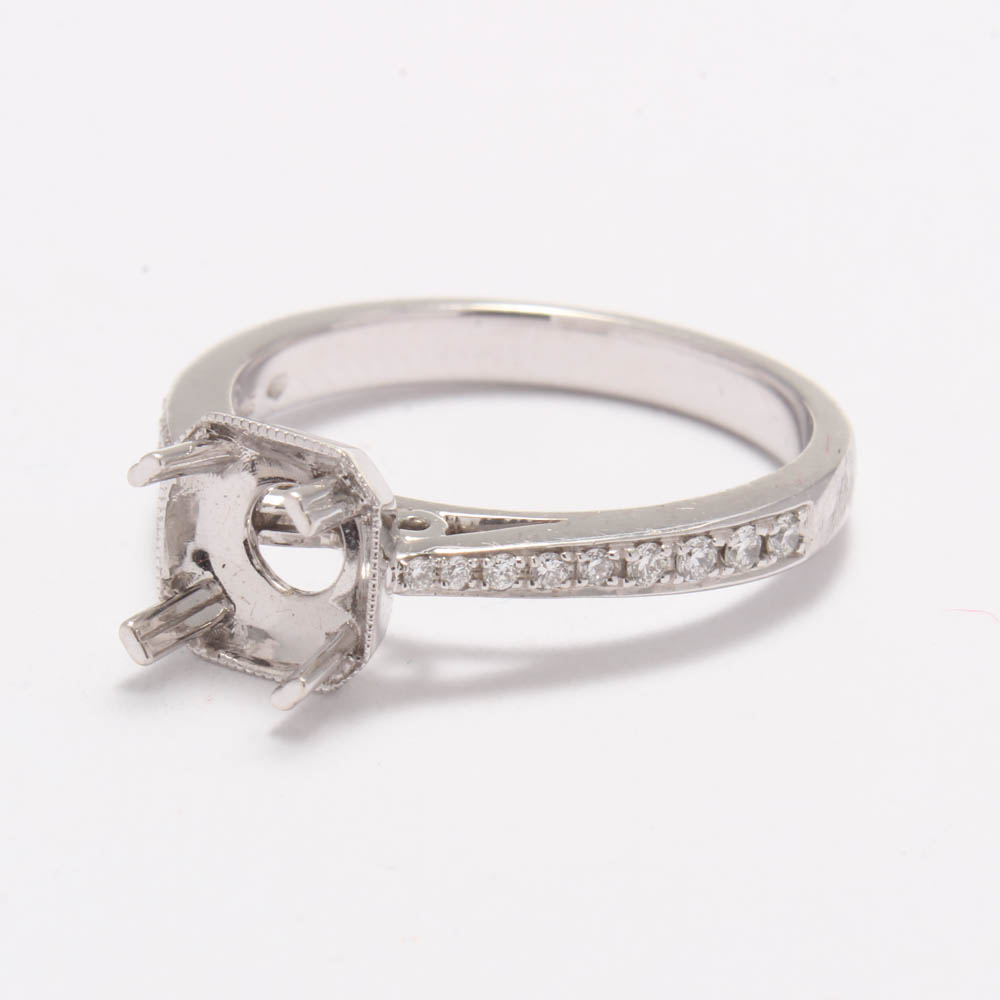 14K White Gold Diamond Semi-Mount Ring