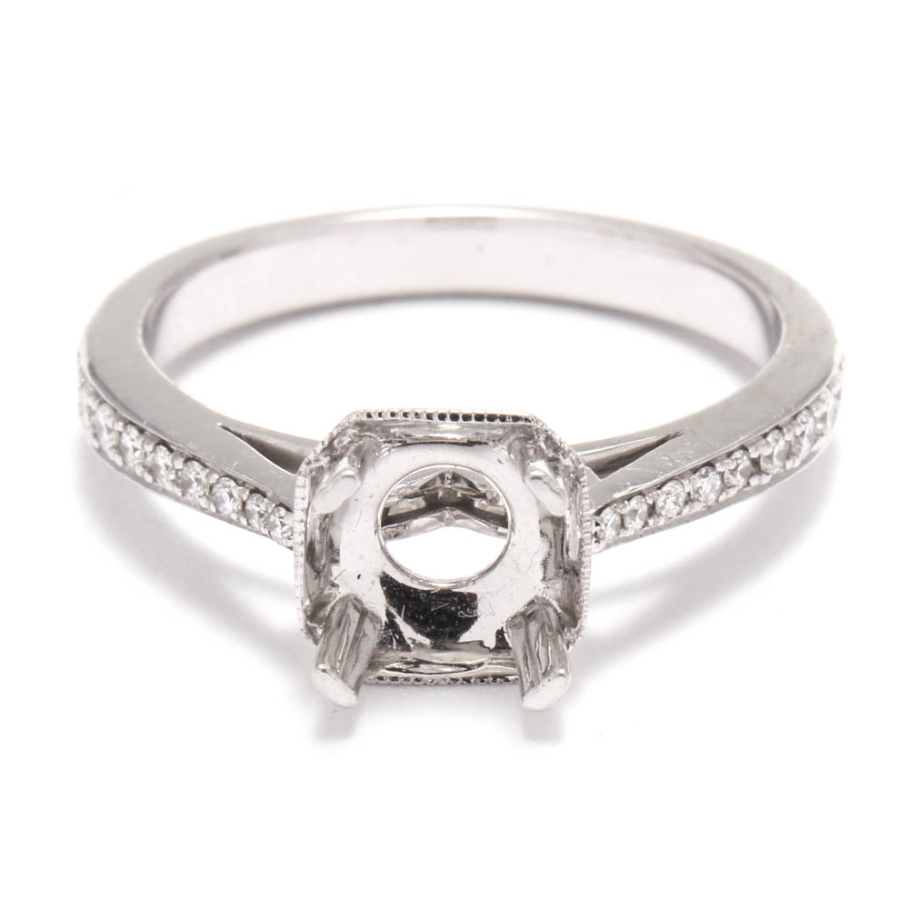 14K White Gold Diamond Semi-Mount Ring