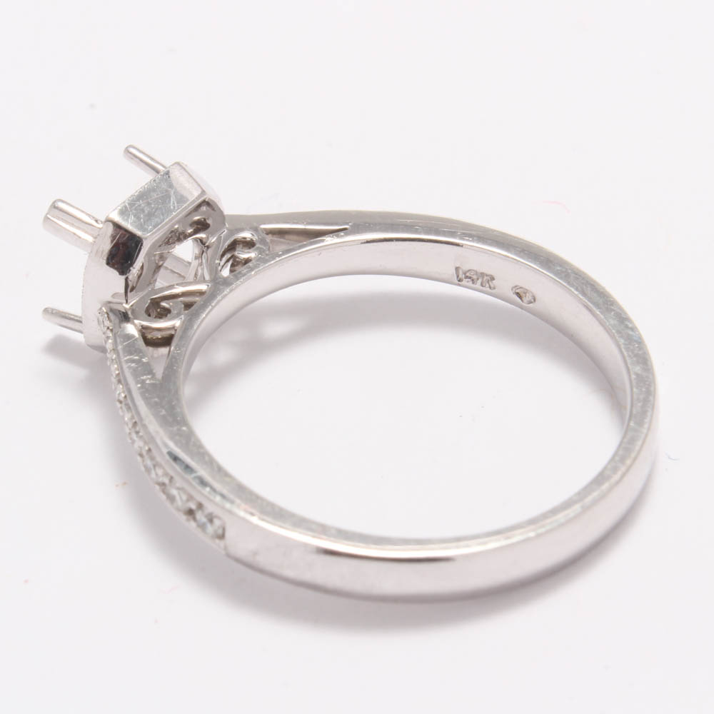 14K White Gold Diamond Semi-Mount Ring